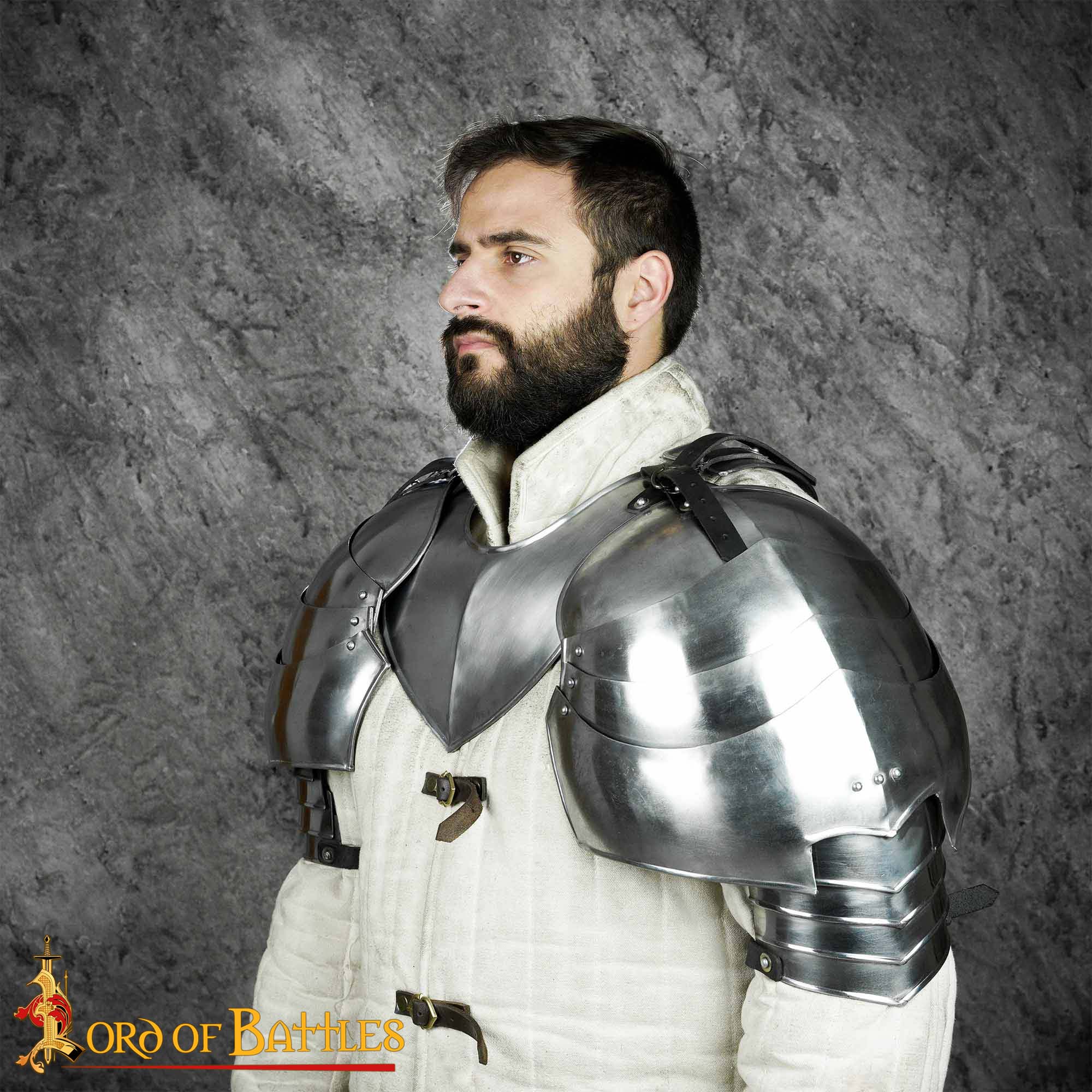 Medieval Pauldrons-9210P 5 Medieval large Knightly Pauldrons 18 gauge – Discontinued