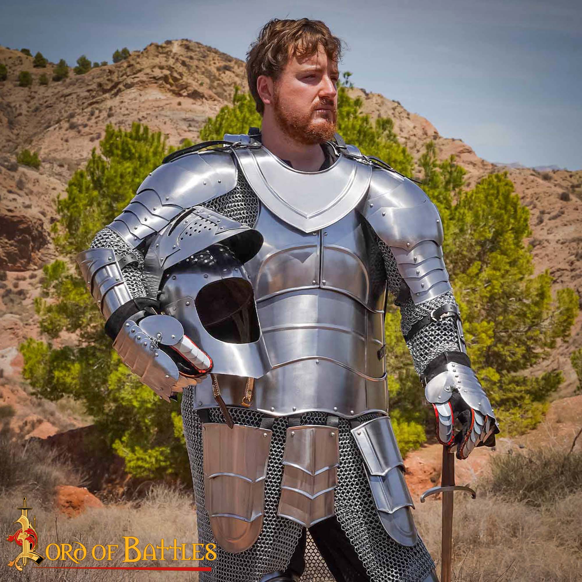 Medieval Pauldrons-9215P 5 Gothic Knightly Steel Pauldrons