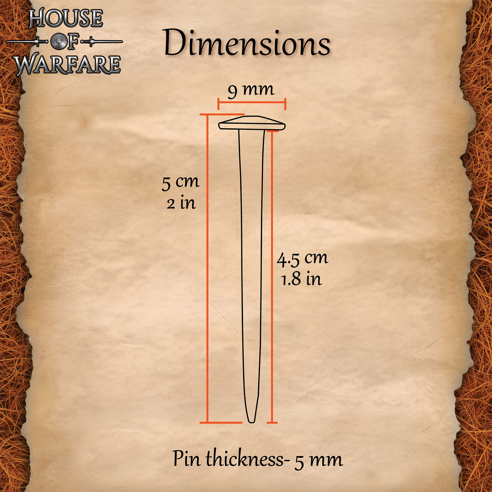 Hand Forged Medieval Shield Nails – Set of 10 PCS Medieval Shield Nails