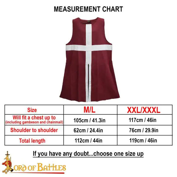 Medieval Cotton Canvas Tabard with Cross- Discontinued