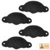 Colonial Era Cast Iron Drawer Pulls-500102OB-4SET 3 Rustic Cast Iron Drawer Pull Cabinet Cup Pull: Ideal for Victorian, Colonial, Retro, Steampunk, Gothic, Baroque, and Medieval Settings, (8.4×3.5) cm
