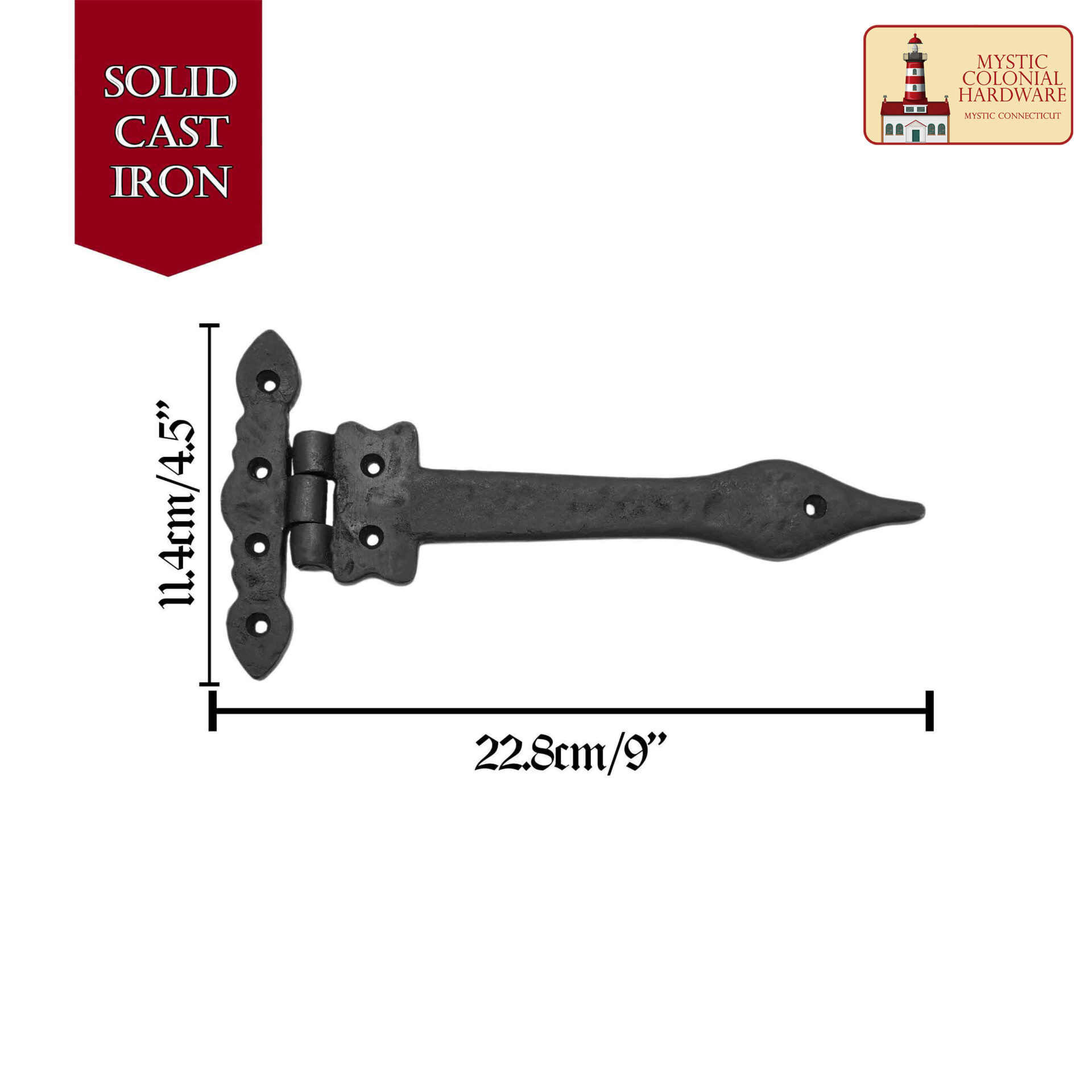 Colonial Era Cast Iron T-Hinge-500246OBL-2SET 2 Professional Grade Quality Solid Heavy Duty Screen Door Hinges with Oil Blackened Finish