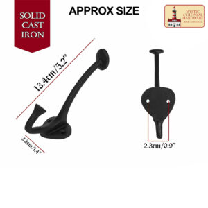 Rustic Cast Iron Wall Hooks : Ideal for Victorian, Colonial, Retro, Steampunk, Gothic, and Baroque Settings (13.4×3.8) cm