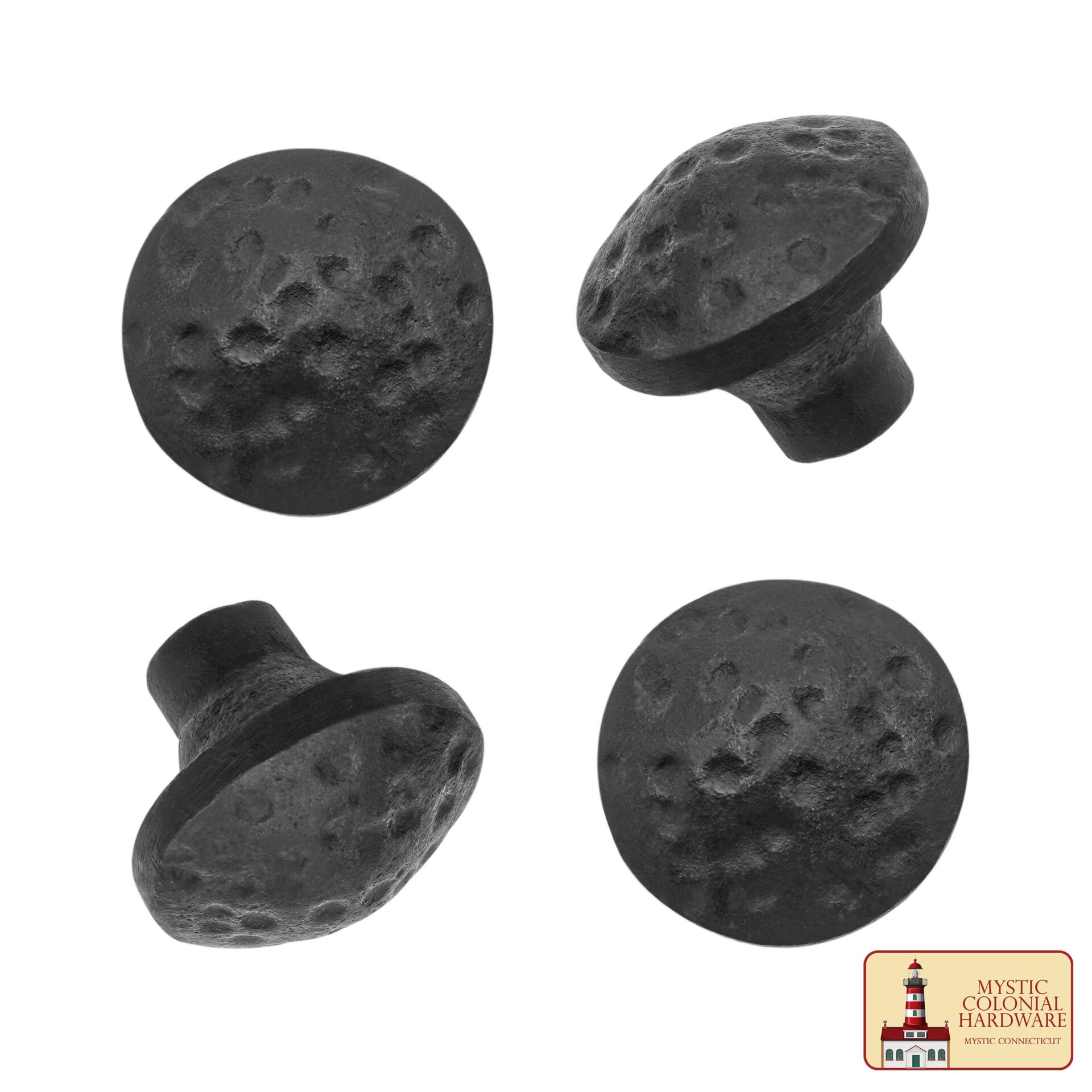 Colonial Era Solid Cast Iron Cabinet Knobs-500113OB-4SET 3 Hand Forged Iron Square Knob – 1 1/4 Inch Diameter