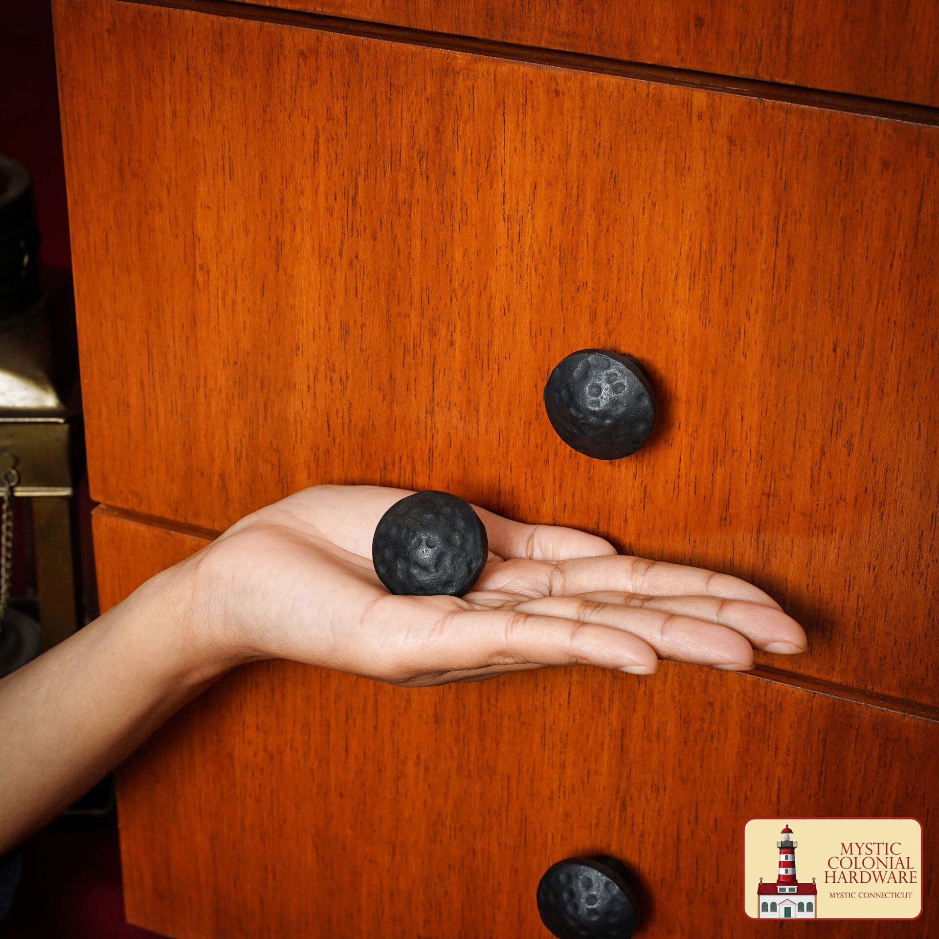 Colonial Era Solid Cast Iron Cabinet Knobs-500113OB-4SET Hand Forged Iron Square Knob – 1 1/4 Inch Diameter