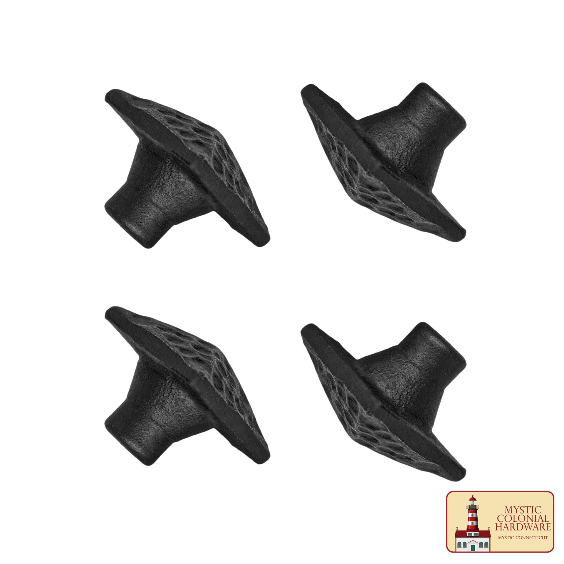 Colonial Era Solid Cast Iron Cabinet Knobs-500114OB-4SET 3 Hand Forged Iron Square Knob – 1 1/4 Inch Diameter