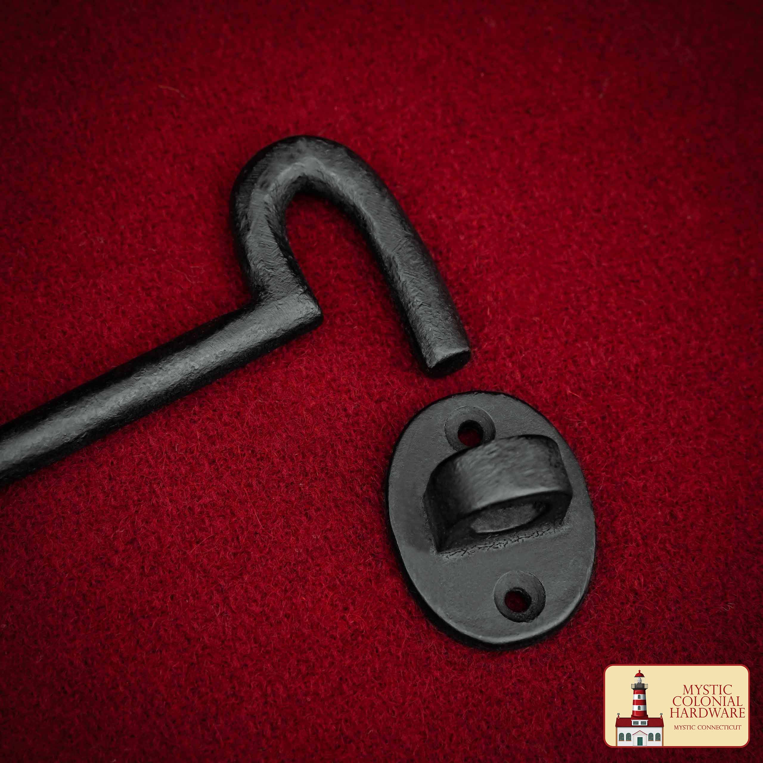 Colonial Era Solid Cast Iron Hook and Latch-500247OB5-2SET 5 Rustic Cast Iron Hooks