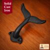 Colonial Era Solid Cast Iron Wall Hooks-500196OB-2SET 5 Rustic Cast Iron Wall Hooks