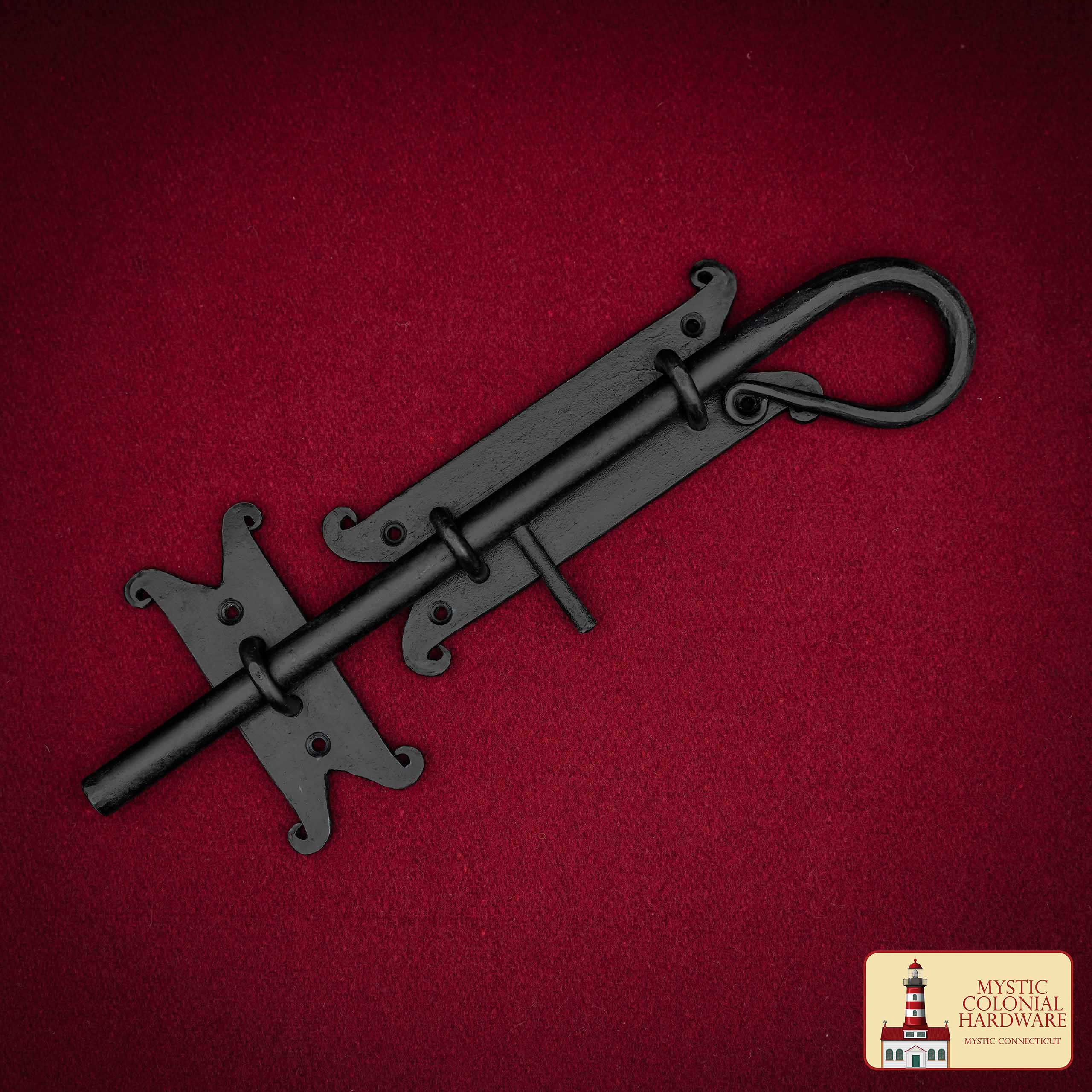 Black Cast Iron Sliding Bolt Latch – Heavy Duty Rustic Flush Surface Bolt for Gates, Barn Doors, Sheds & Cabinets – Primitive Black Iron Door Lock by Mystic Colonial Hardware Bolt