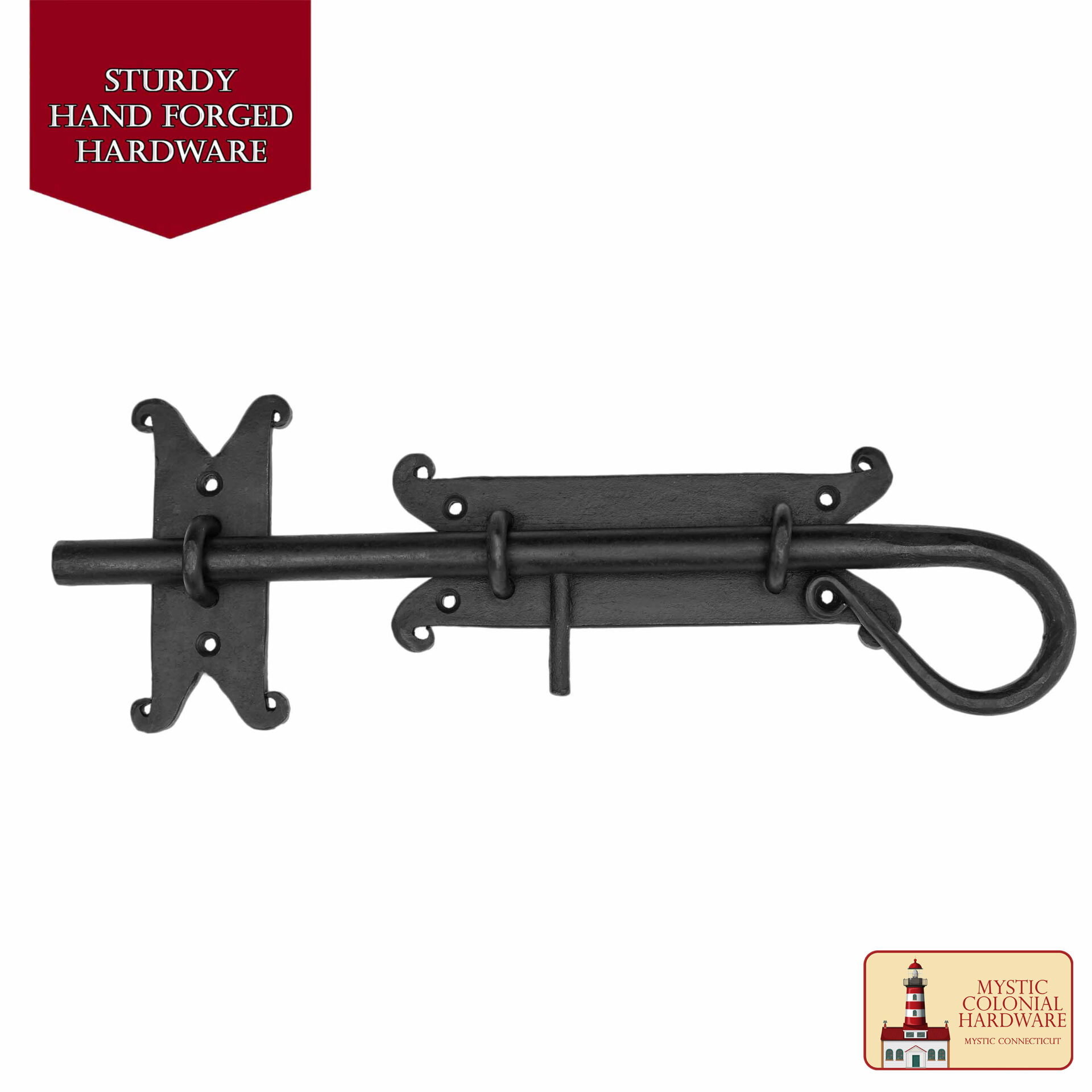 Black Cast Iron Sliding Bolt Latch – Heavy Duty Rustic Flush Surface Bolt for Gates, Barn Doors, Sheds & Cabinets – Primitive Black Iron Door Lock by Mystic Colonial Hardware Bolt