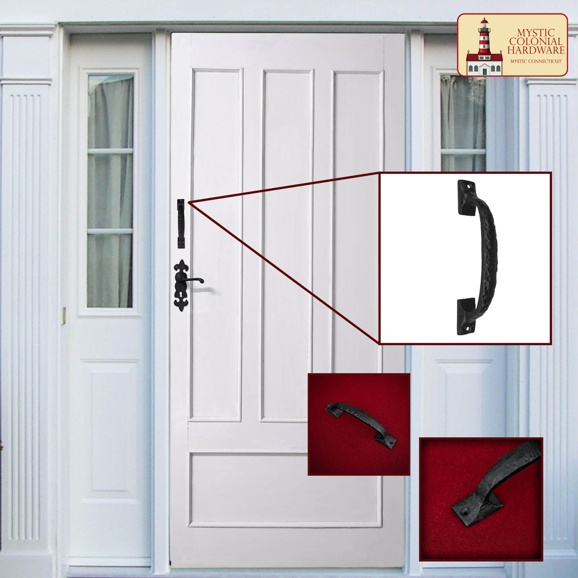 Colonial Era Wrought Iron Handle-500278OB 4 Medieval Style Castle Door Handle: Solid Hand Forged Iron