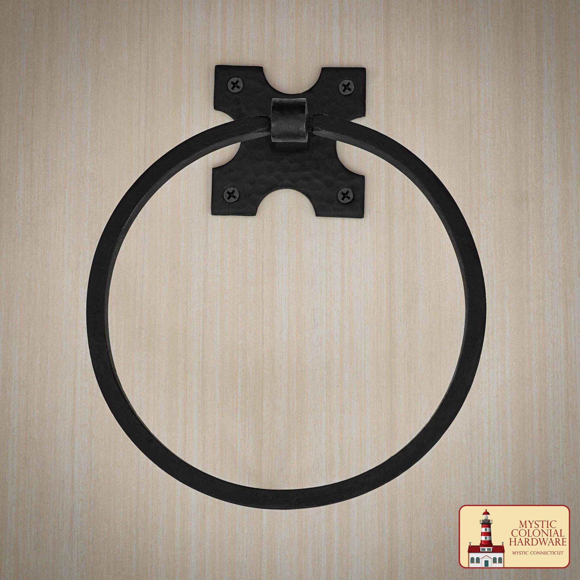 Rustic Hand Forged Wall Mounting Towel Ring: Ideal for Victorian, Colonial, Retro, Steampunk, Gothic, Baroque, and Medieval Bathroom / Kitchen Settings, 15.9 cm Towel Ring