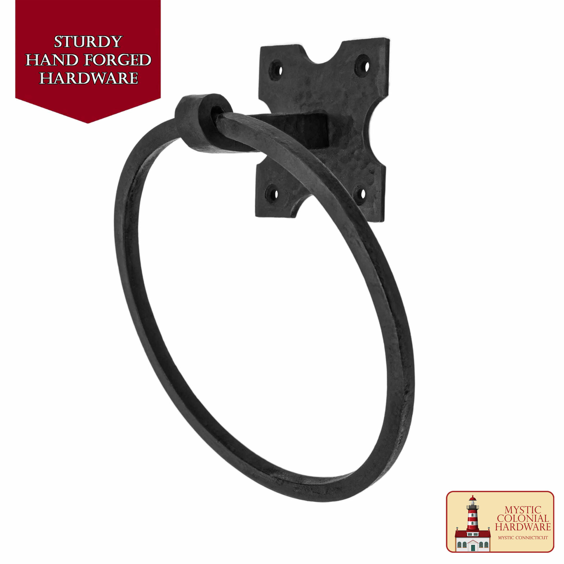 Rustic Hand Forged Wall Mounting Towel Ring: Ideal for Victorian, Colonial, Retro, Steampunk, Gothic, Baroque, and Medieval Bathroom / Kitchen Settings, 15.9 cm Towel Ring