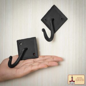 Colonial Era Wrought Iron Wall Hook-500269OB 1 Rustic Cast Iron Wall Hooks, Heavy Duty Retro Utility Hooks for Hanging Coat, Bag, Towel, Robe, Hat and More, Finish : Oil Blackened