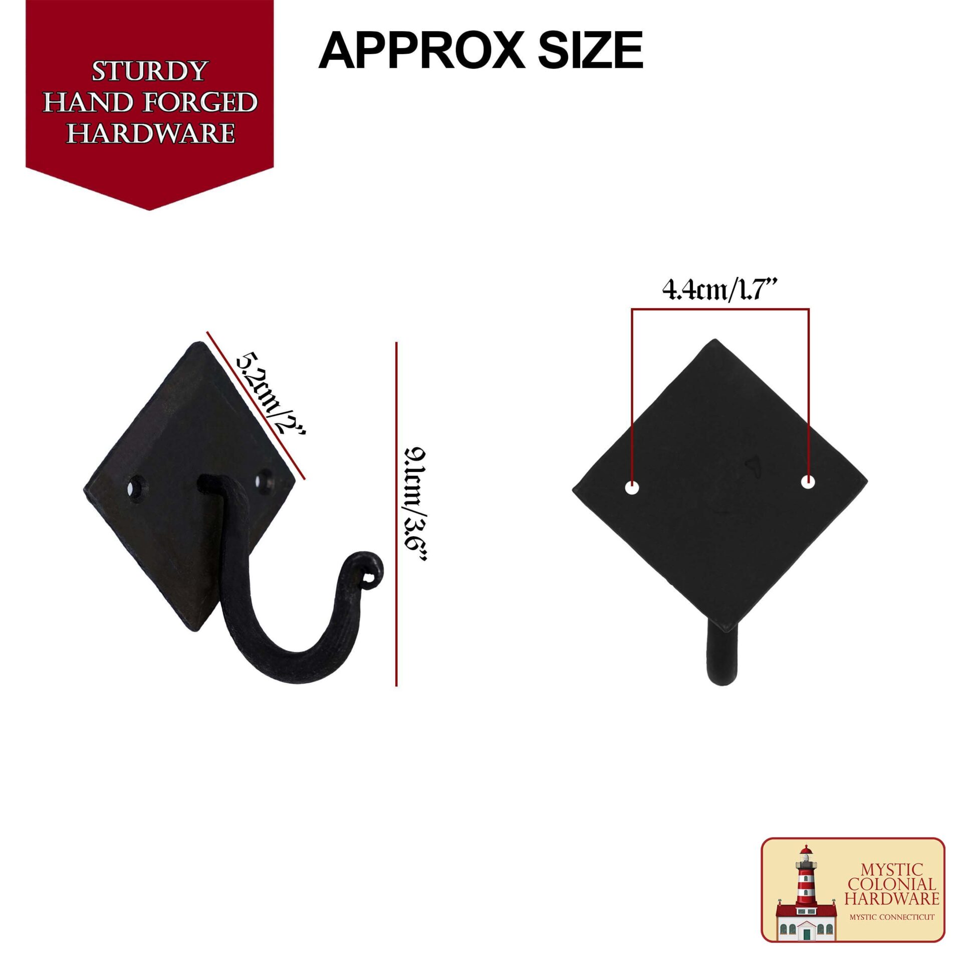 Colonial Era Wrought Iron Wall Hook-500269OB 2 Rustic Cast Iron Wall Hooks, Heavy Duty Retro Utility Hooks for Hanging Coat, Bag, Towel, Robe, Hat and More, Finish : Oil Blackened