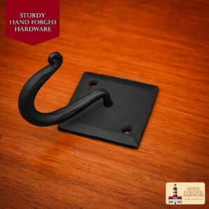Colonial Era Wrought Iron Wall Hook-500269OB 4 Rustic Cast Iron Wall Hooks, Heavy Duty Retro Utility Hooks for Hanging Coat, Bag, Towel, Robe, Hat and More, Finish : Oil Blackened