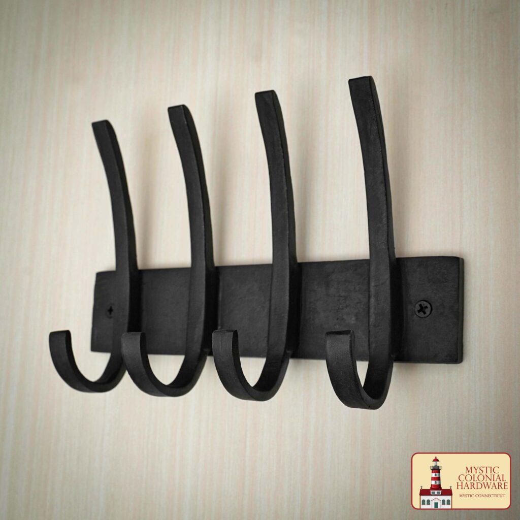 Rustic Forged Iron Wall Hooks, Heavy Duty Retro Utility Hooks for Hanging Coat, Bag, Towel, Robe, Hat and More: Black