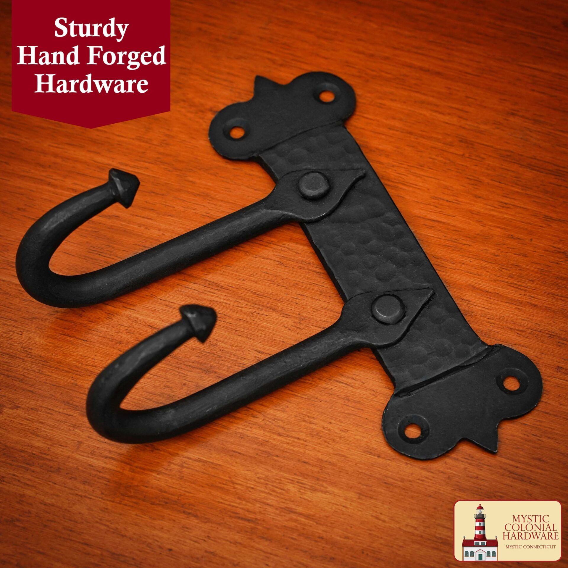 Colonial Era Wrought Iron Wall Hooks-500242OB-2 1 Rustic Cast Iron Wall Hooks, Heavy Duty Retro Utility Hooks for Hanging Coat, Bag, Towel, Robe, Hat and More, Finish: Oil Blackened