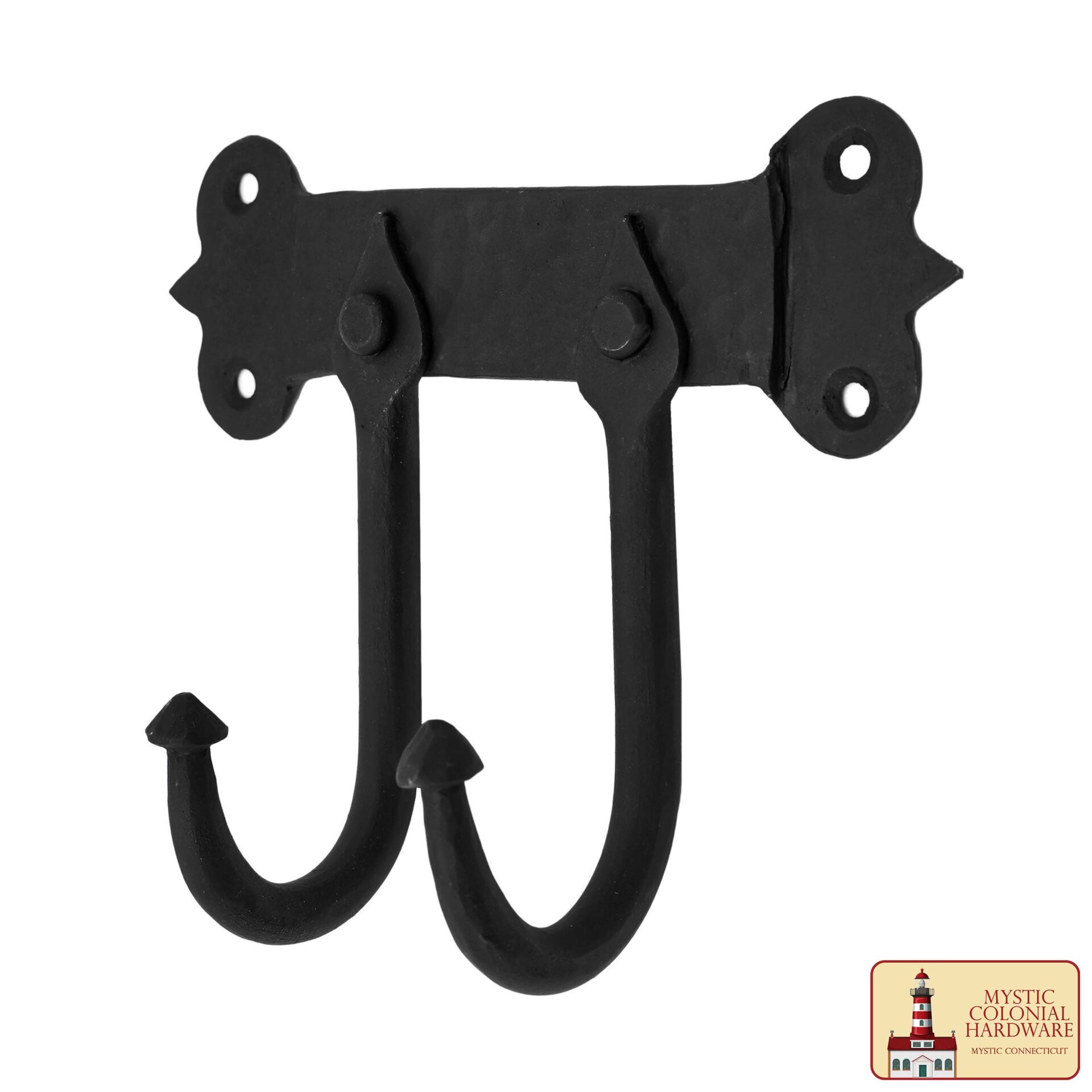 Colonial Era Wrought Iron Wall Hooks-500242OB-2 3 Rustic Cast Iron Wall Hooks, Heavy Duty Retro Utility Hooks for Hanging Coat, Bag, Towel, Robe, Hat and More, Finish: Oil Blackened