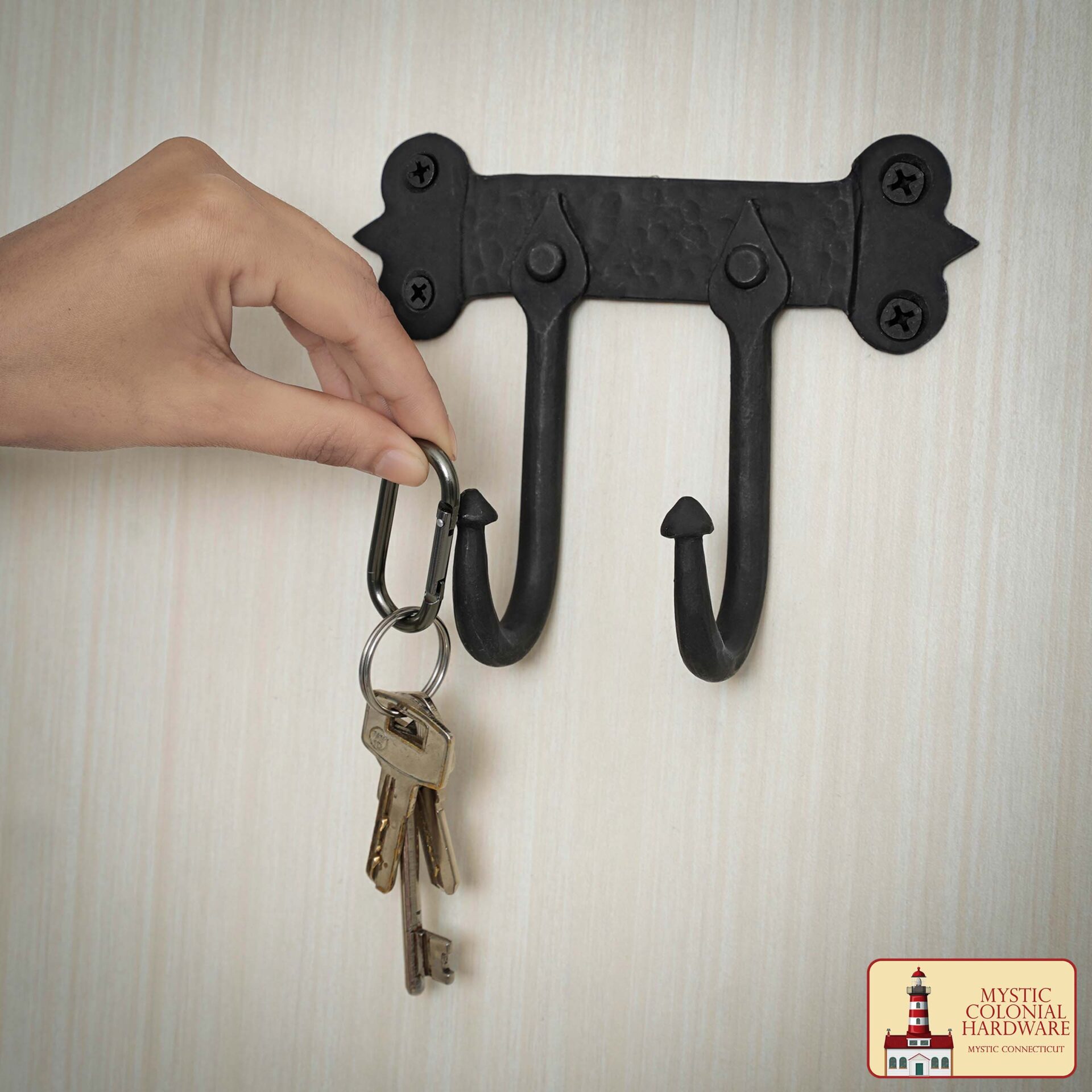 Colonial Era Wrought Iron Wall Hooks-500242OB-2 4 Rustic Cast Iron Wall Hooks, Heavy Duty Retro Utility Hooks for Hanging Coat, Bag, Towel, Robe, Hat and More, Finish: Oil Blackened