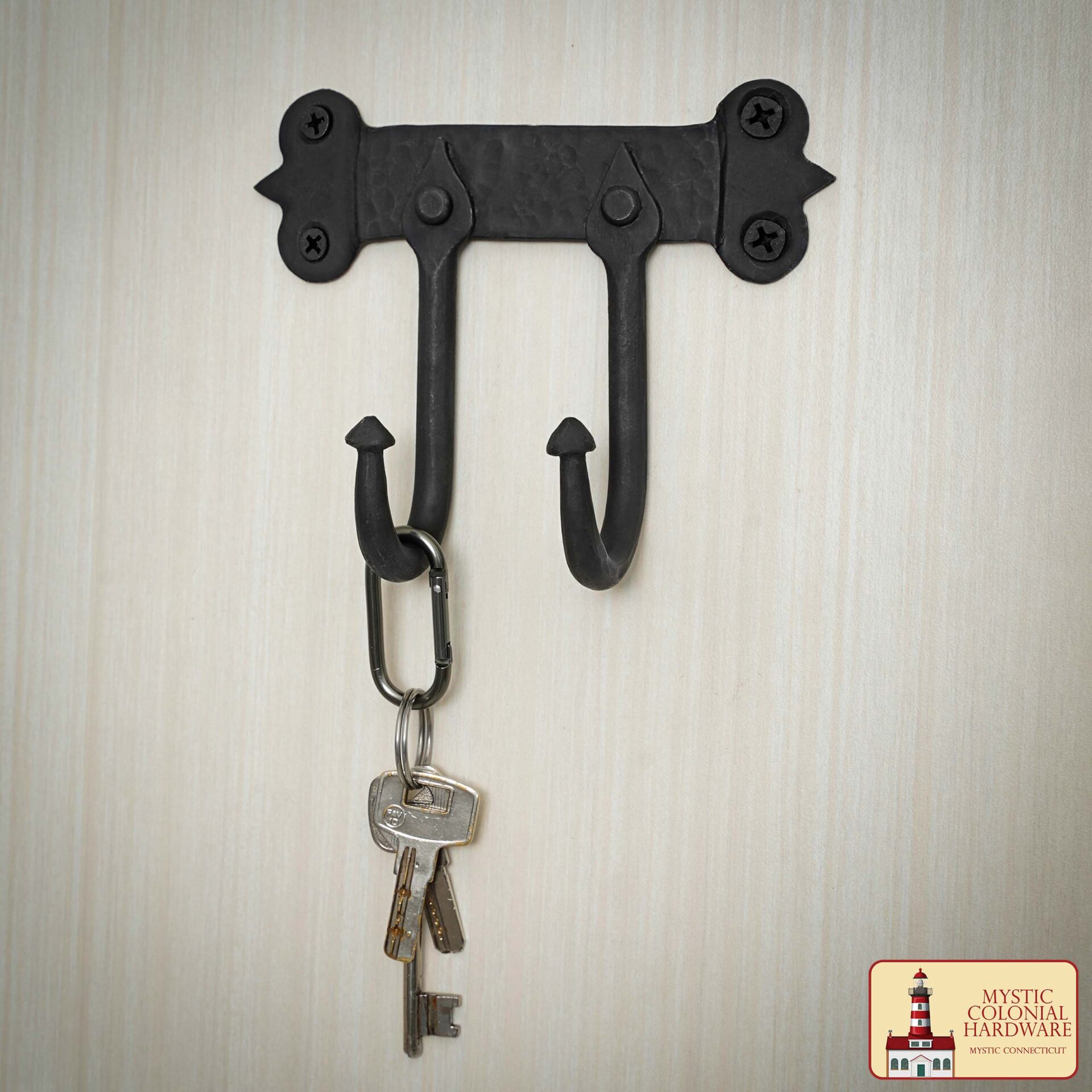 Colonial Era Wrought Iron Wall Hooks-500242OB-2 5 Rustic Cast Iron Wall Hooks, Heavy Duty Retro Utility Hooks for Hanging Coat, Bag, Towel, Robe, Hat and More, Finish: Oil Blackened