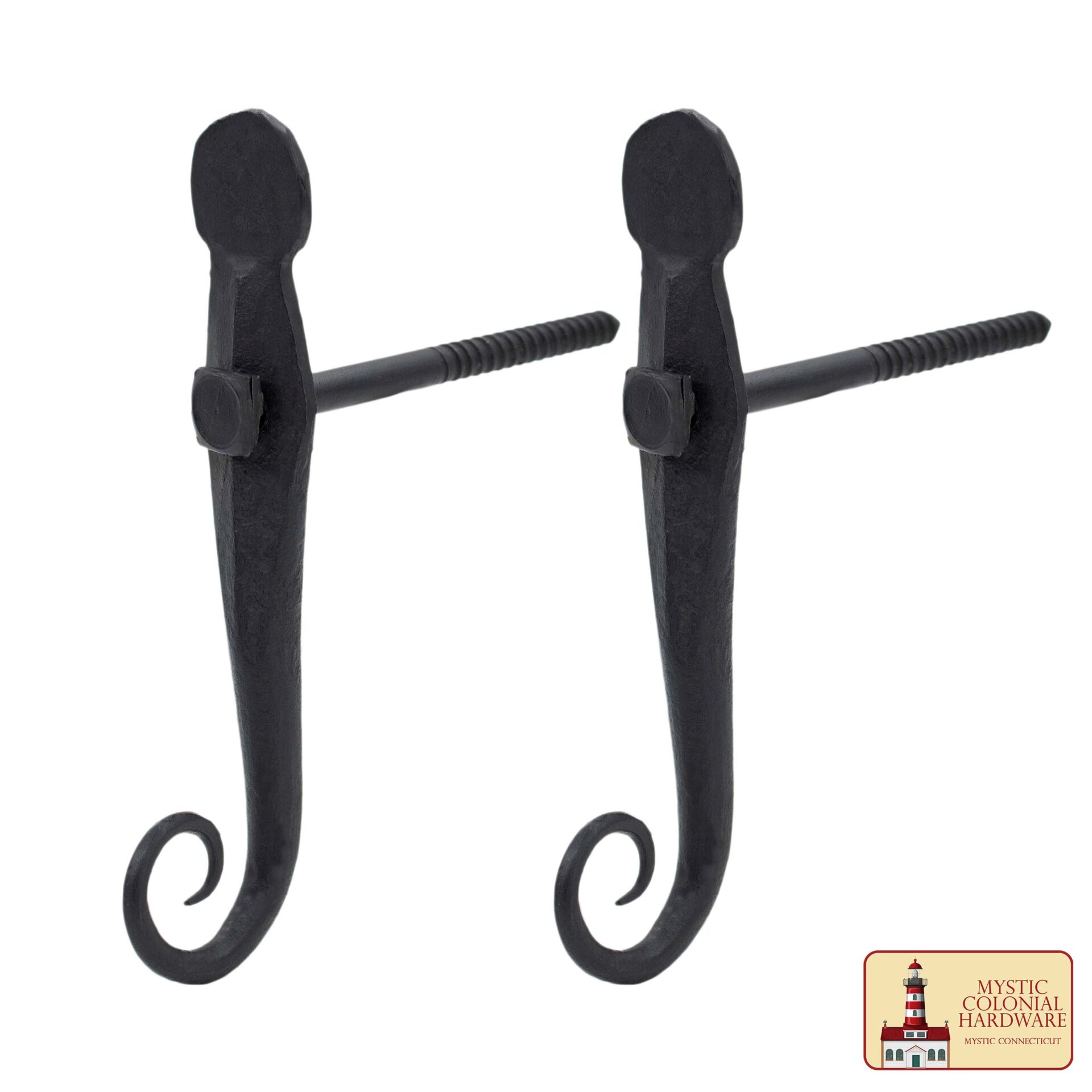 Colonial Solid Cast Iron Shutter Dog-500125OB-2SET Black Shutter Dog Rat Tail