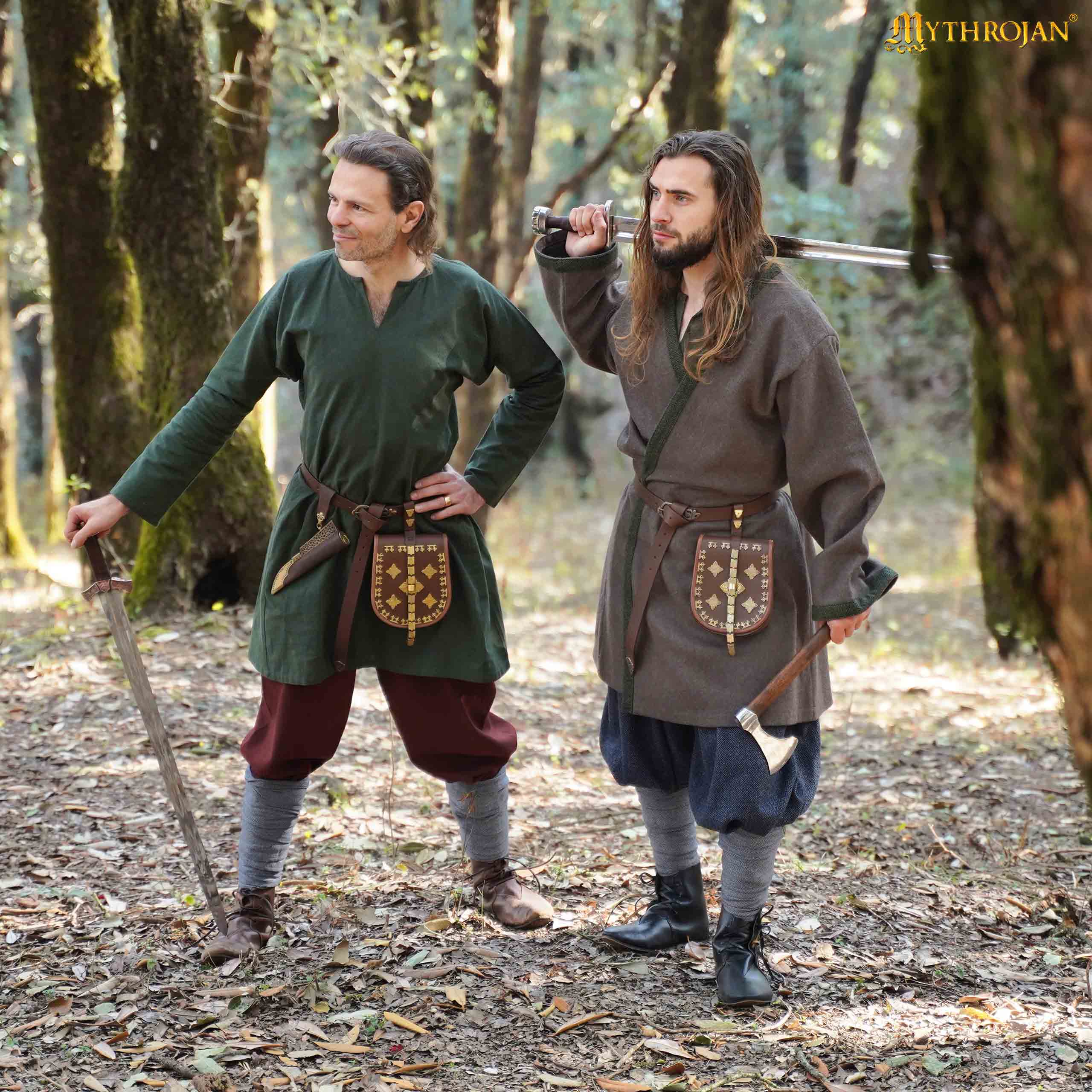 Medieval Coat-301105BRGN 1 Viking Klappenrock Woolen Coat