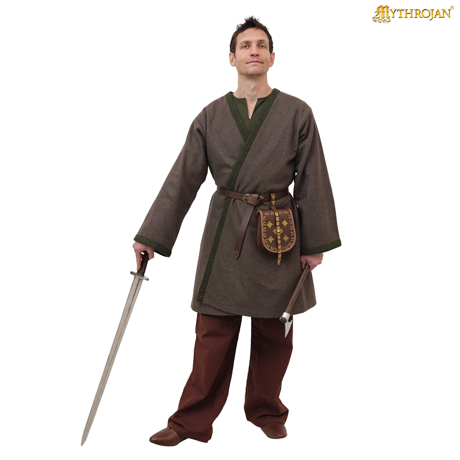 Medieval Coat-301105BRGN 4 Viking Klappenrock Woolen Coat