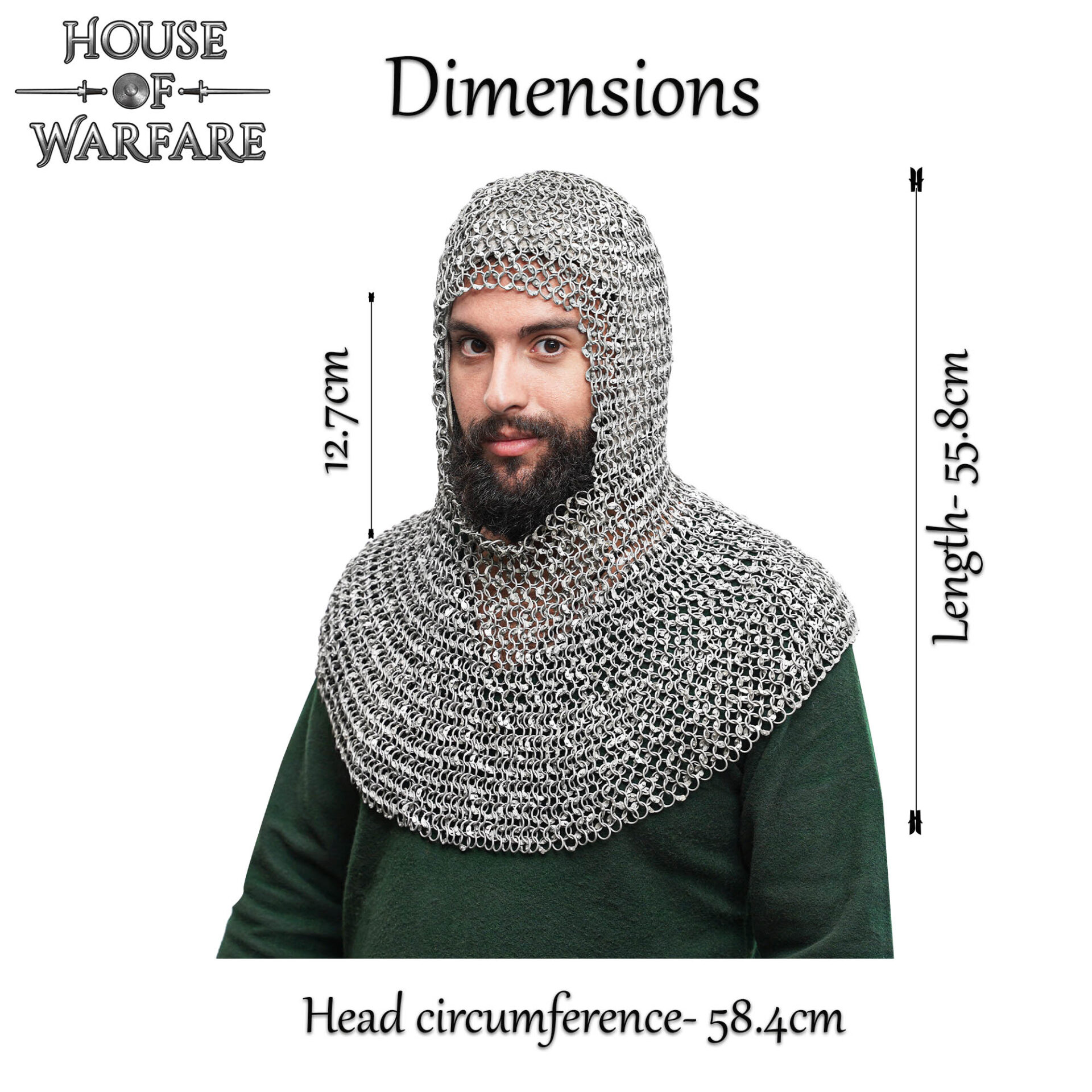 Chainmail Coif 10mm Riveted Round Ring
