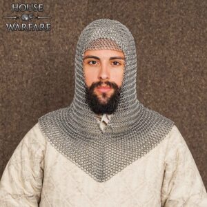Chainmail Coif – 8mm Butted  Ring – 16 Gauge, Stainless Steel – Ideal for LARP, Cosplay & Film Costumes