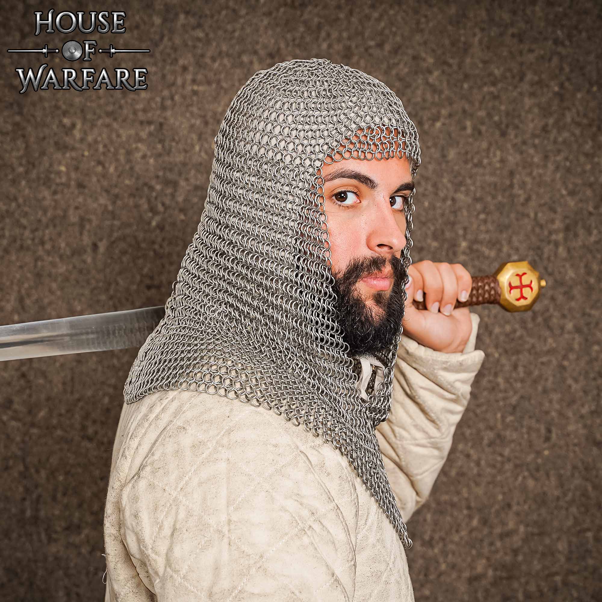 Chainmail Coif – 8mm Butted  Ring – 16 Gauge, Stainless Steel – Ideal for LARP, Cosplay & Film Costumes