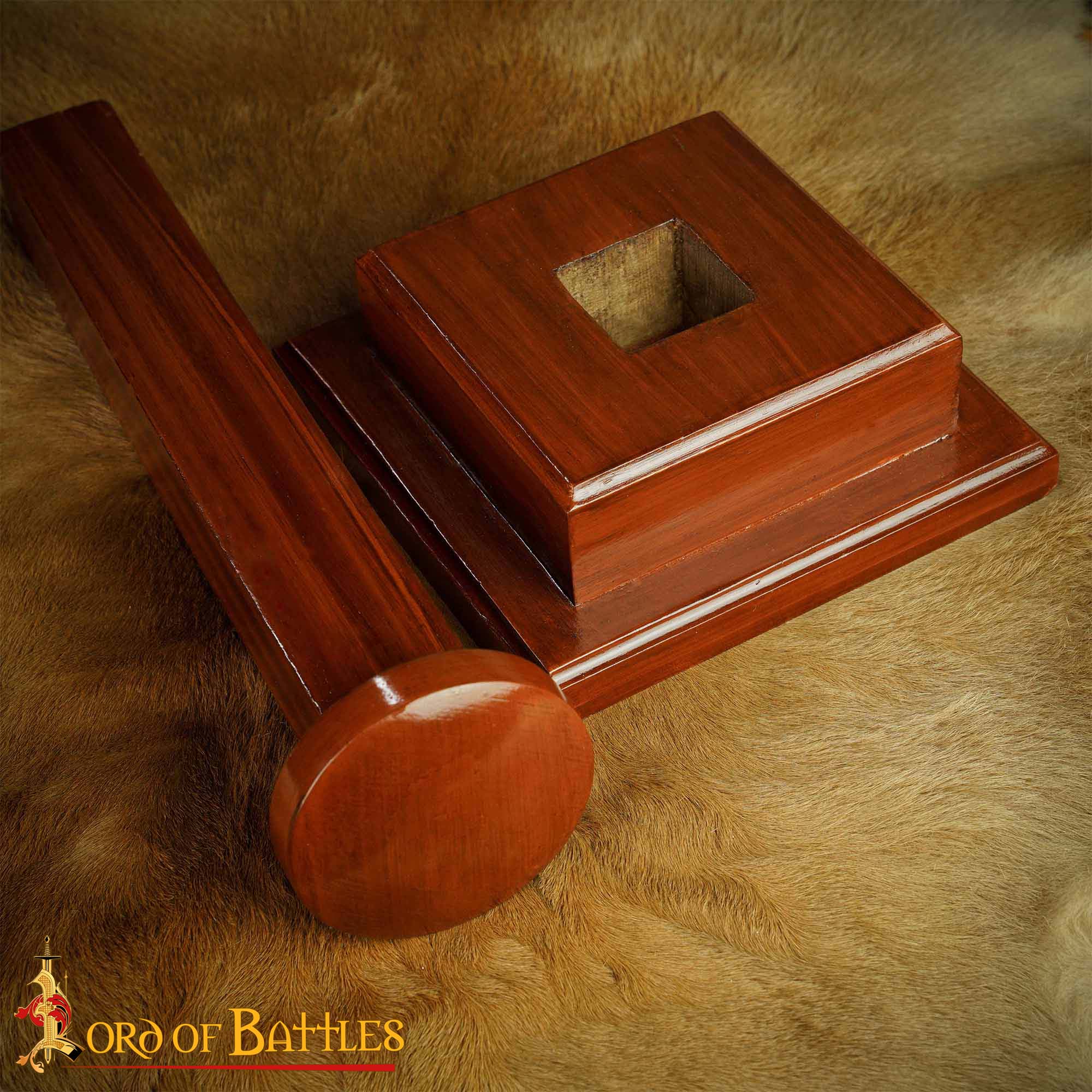 Wooden Helmet Stand for Medieval Helmets with or without Aventail