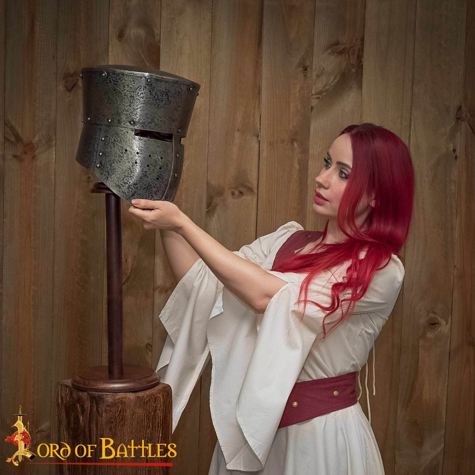 Handmade Detachable Wooden Helmet Stand for Helmets with or without Aventail