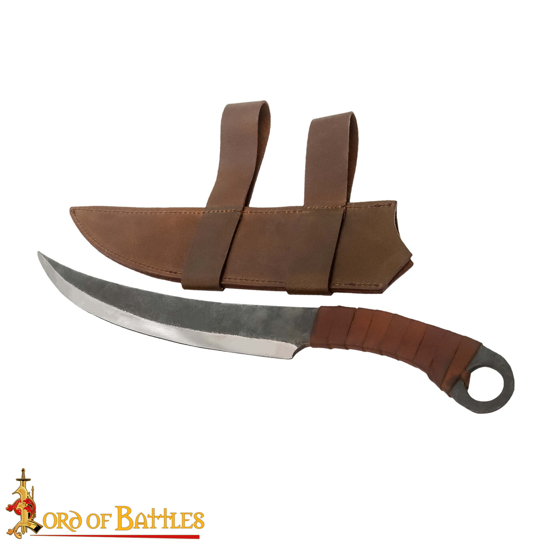 Medieval Knives-25406 3 Medieval Huntsman Hand Forged Knife with Genuine Leather Sheath