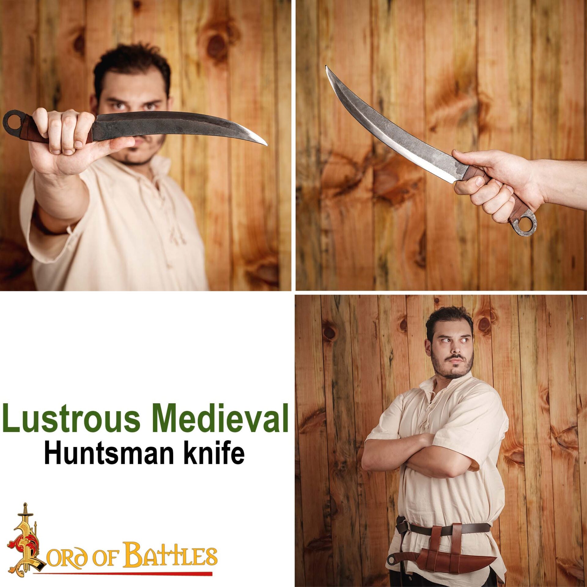 Medieval Knives-25406 7 Medieval Huntsman Hand Forged Knife with Genuine Leather Sheath