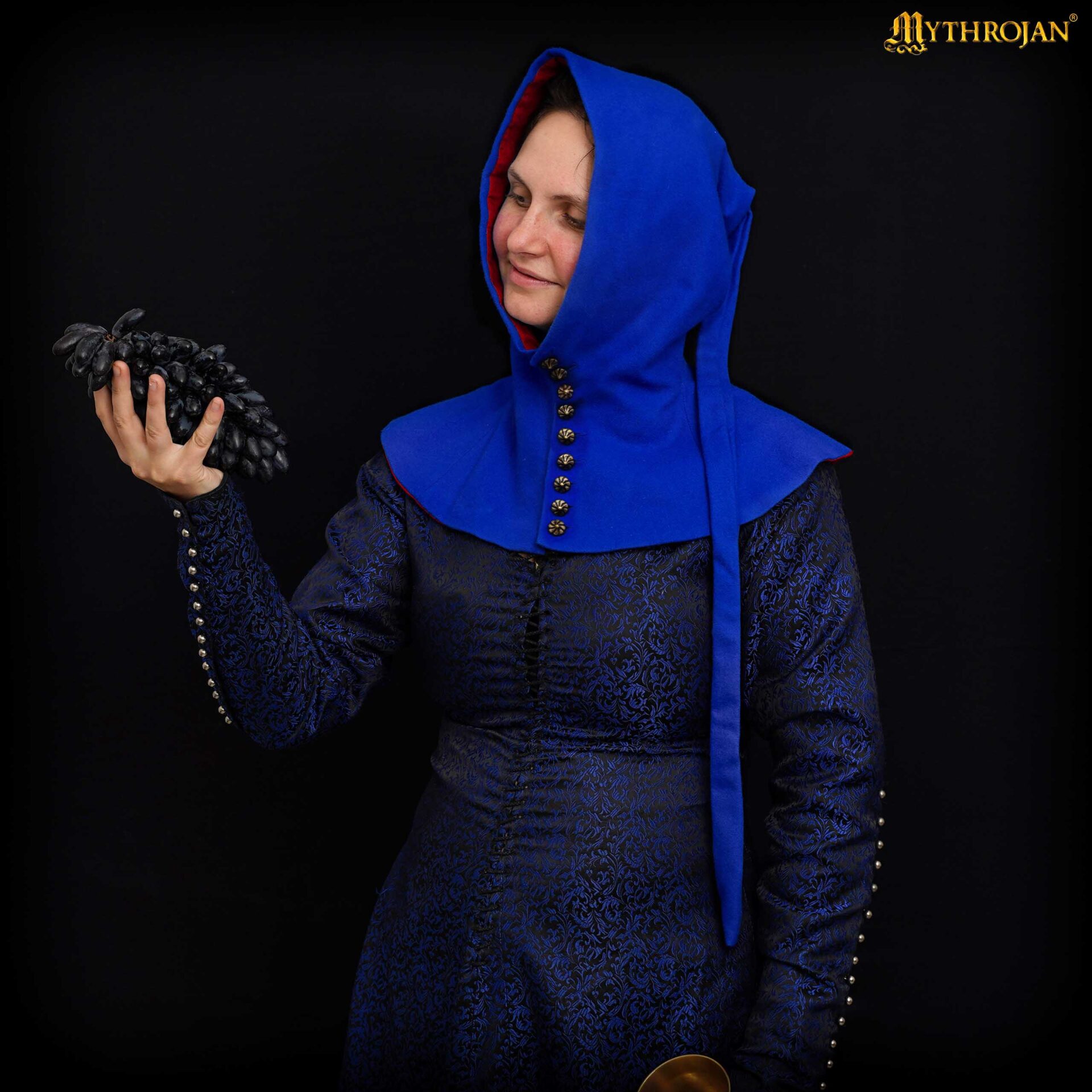 Medieval Lady Hood-301070BL 1 medieval lady buttoned hood