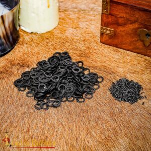 Steel Flat Loose Rings – 6mm Dome Rivets Flat Ring – 18 Gauge, Blackened Finish – 1Kgs – Ideal for Chainmail DIY & Repairs