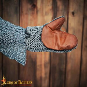 Chainmail Gloves – 8mm Butted Steel Rings – 16 Gauge, Mild Steel – Real Leather Lining – Medieval Gauntlet Mitt for LARP, SCA & Costume
