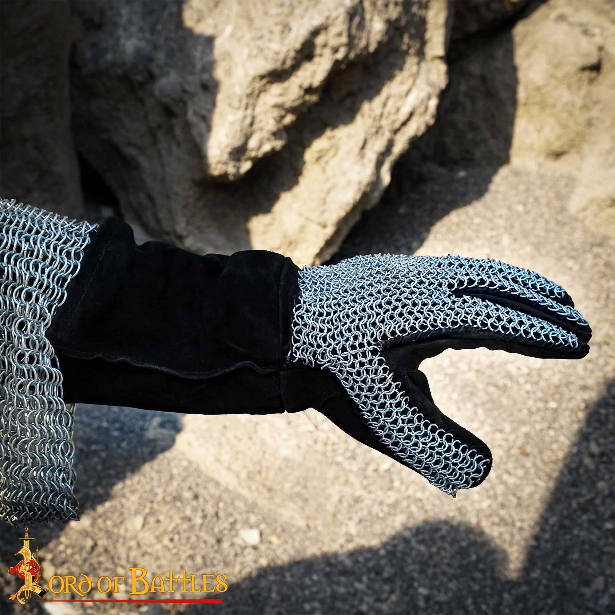 Medieval Mail sets and gauntlets-6803BK 1 Chainmail Gloves – 6mm Butted Ring – Ideal for LARP, Cosplay & Reenactments