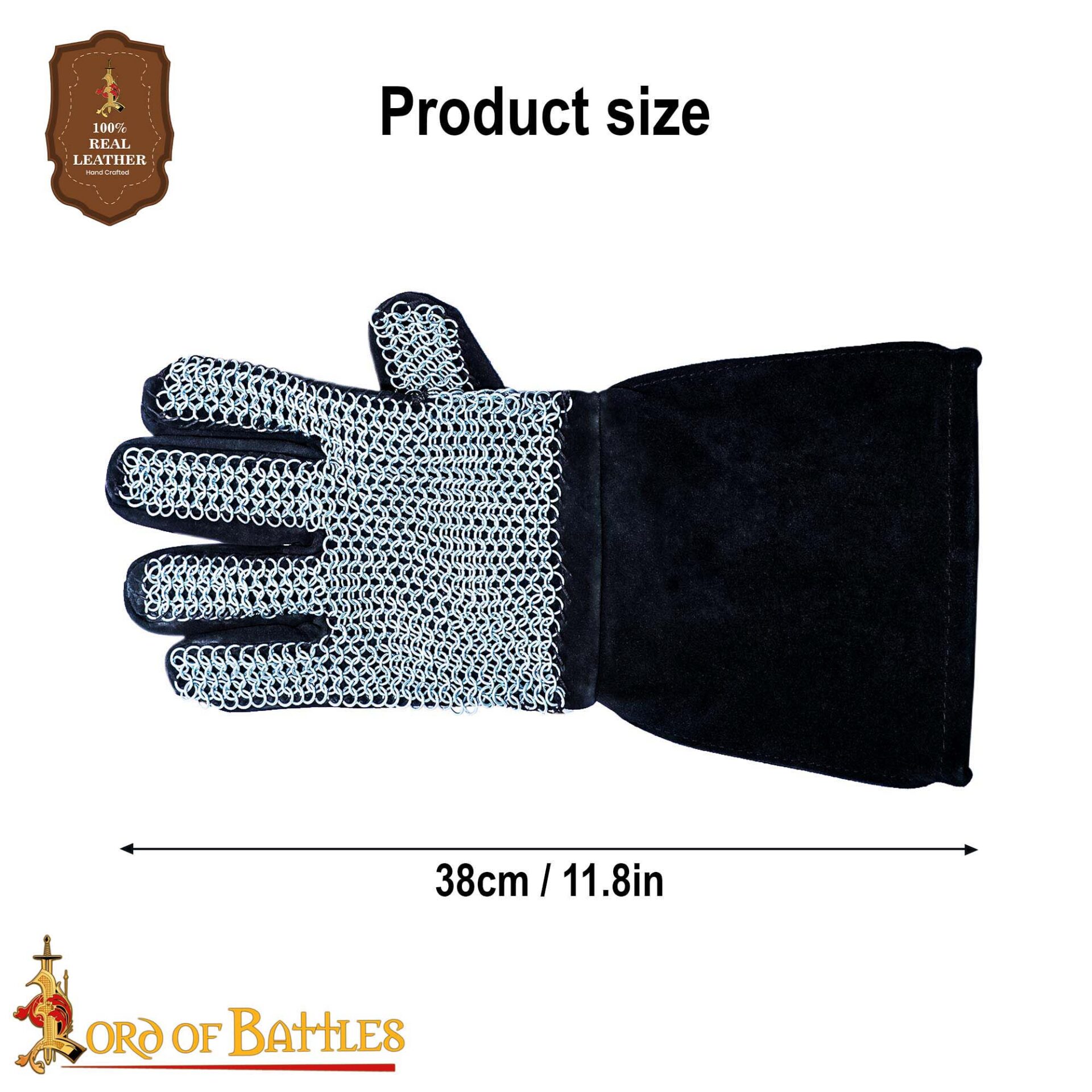Medieval Mail sets and gauntlets-6803BK 2 Chainmail Gloves – 6mm Butted Ring – Ideal for LARP, Cosplay & Reenactments