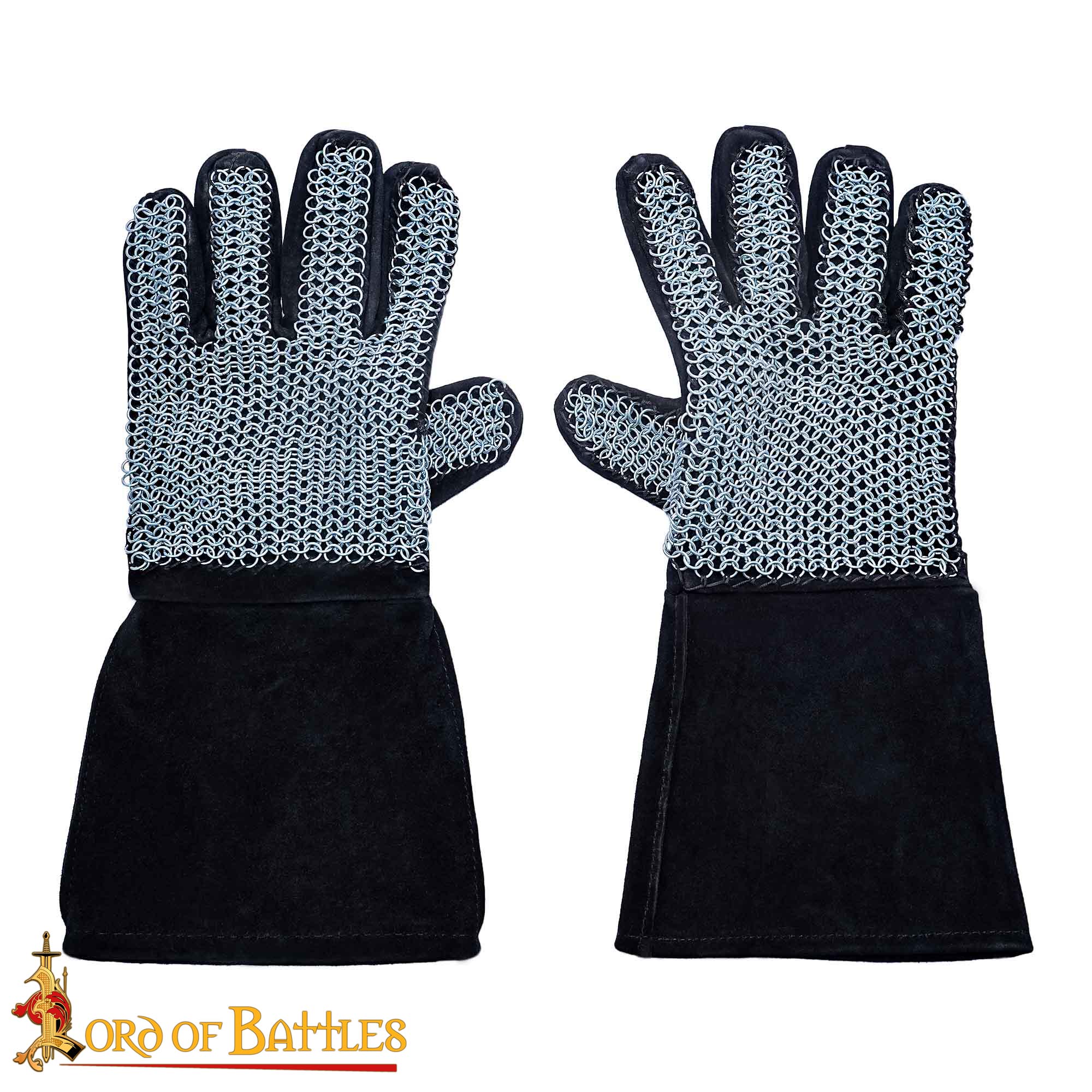 Medieval Mail sets and gauntlets-6803BK 3 Chainmail Gloves – 6mm Butted Ring – Ideal for LARP, Cosplay & Reenactments