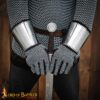 Medieval Mail sets and gauntlets-9411P 5 Chainmail Gauntlets with Steel Bracers & Suede Inner Gloves – 6mm – Ideal for LARP, Cosplay & Reenactments