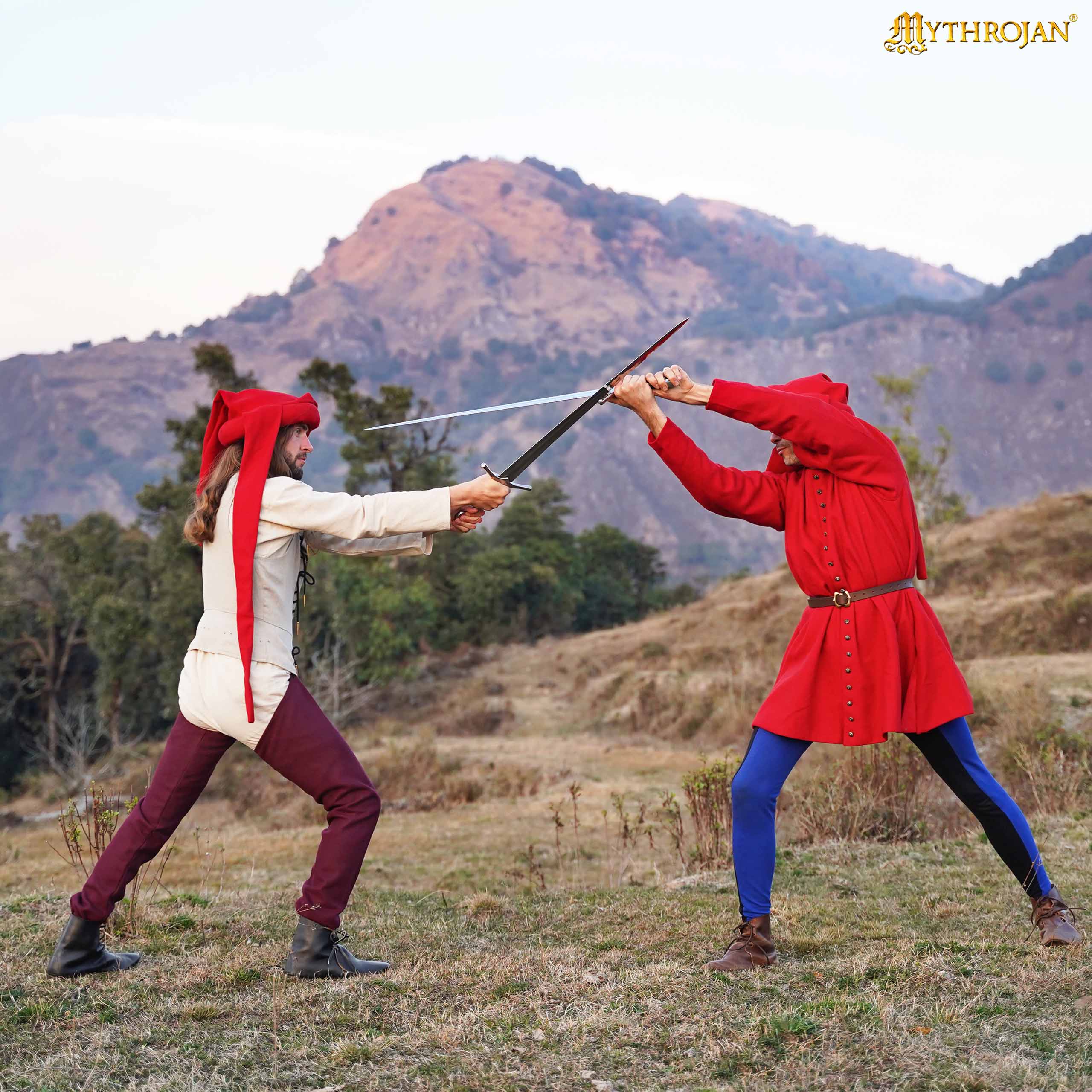 Medieval Wool Men's Hose Wine Red Recycled Wool Leg wear