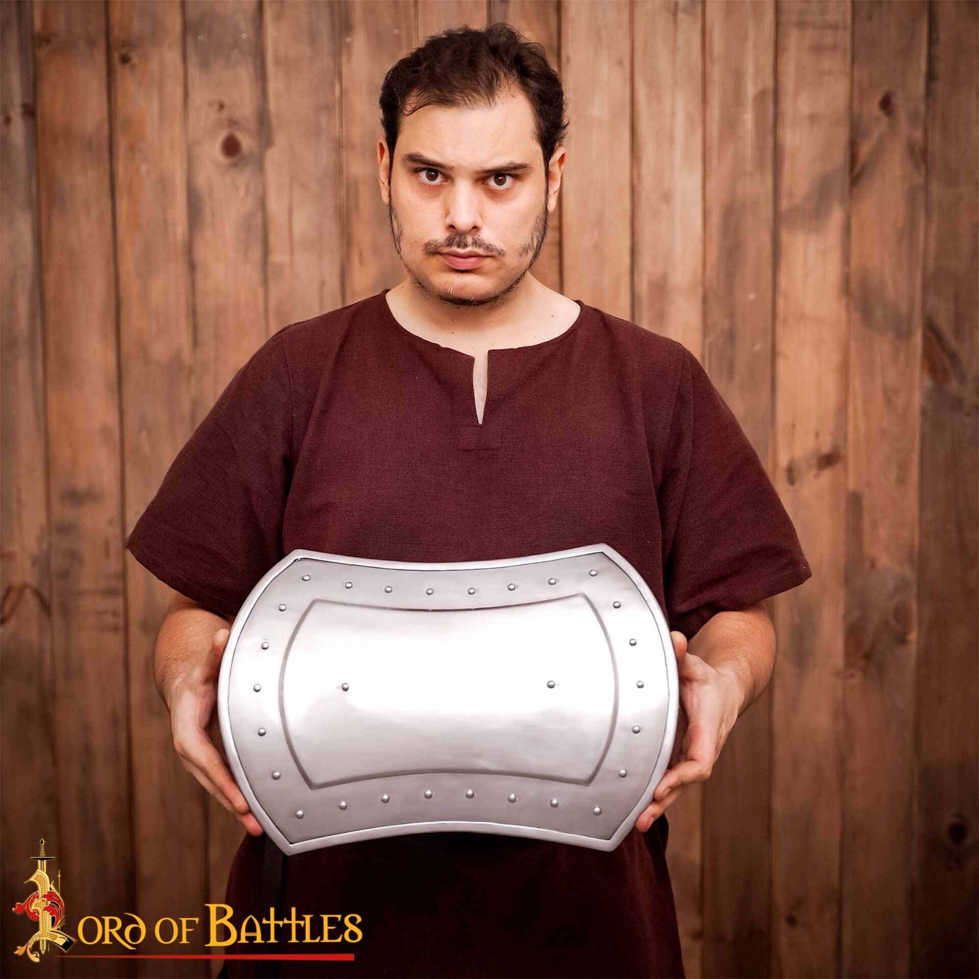 Medieval Shields-2126P16 4 Medieval Rectangular Buckler Functional Steel Shield