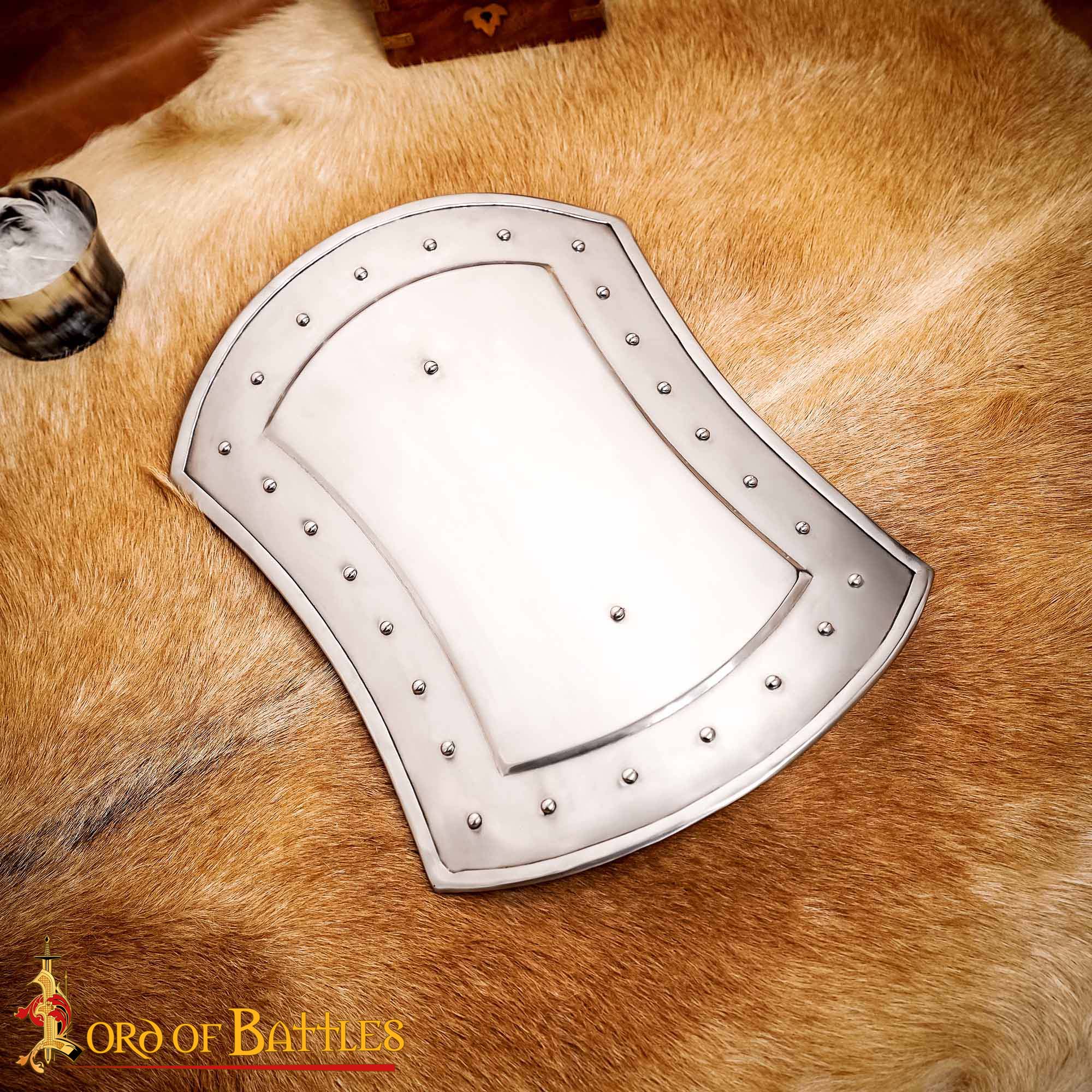 Medieval Shields-2126P16 Medieval Rectangular Buckler Functional Steel Shield