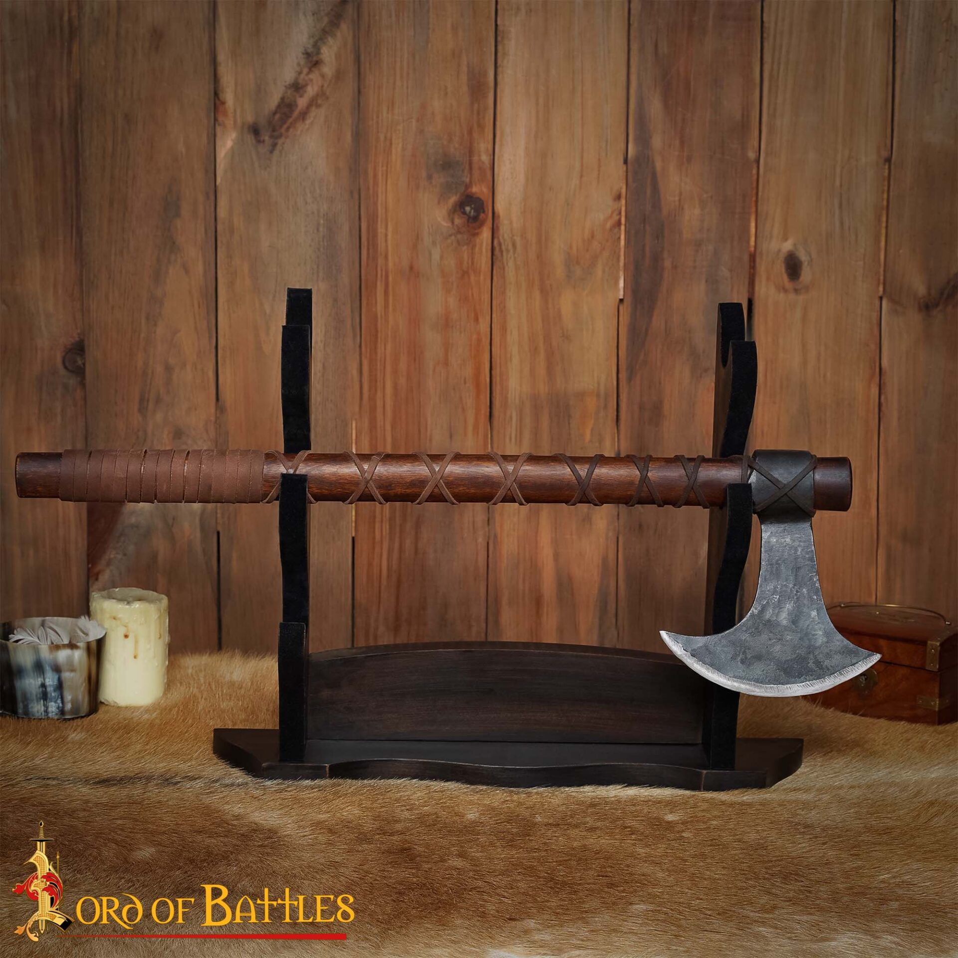 Medieval Shields and swords accesories-26152 4 hardwood axe stand