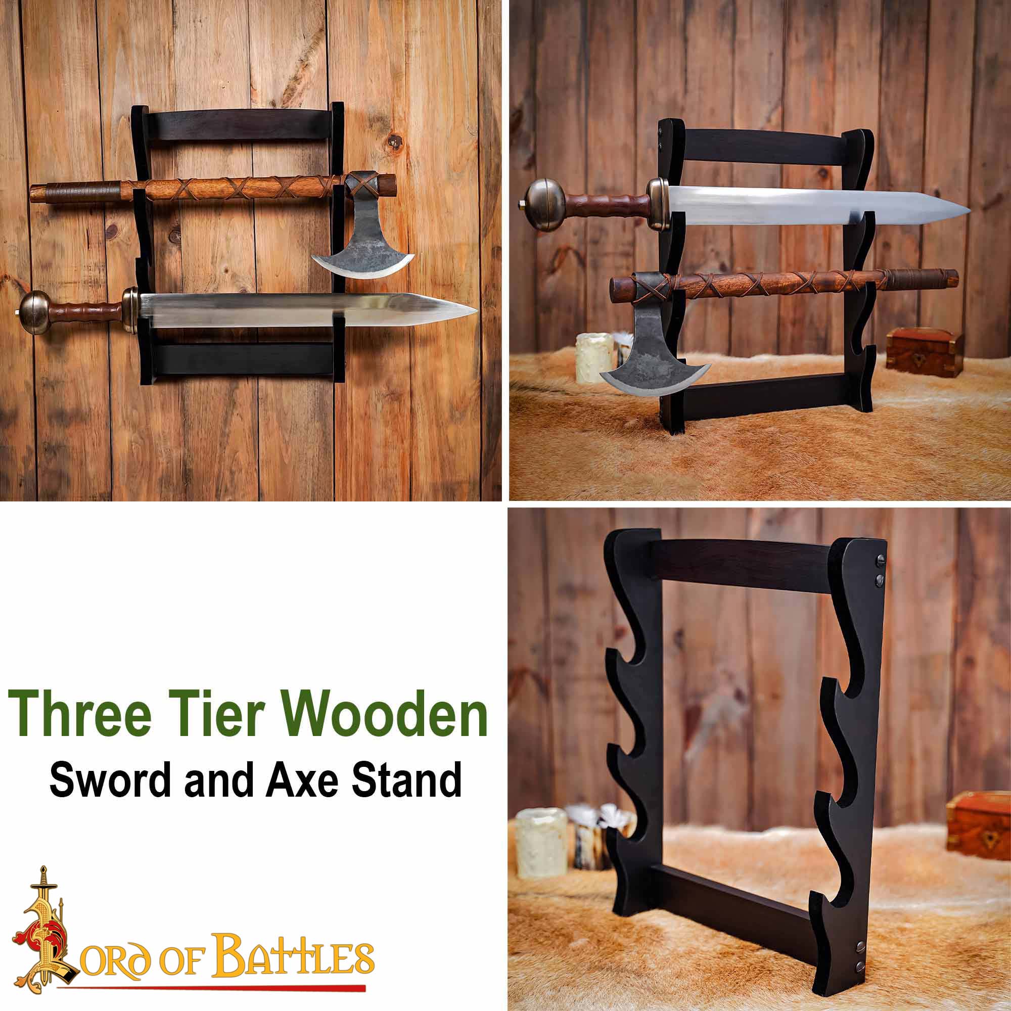 Medieval Shields and swords accesories-60563 6 Three Tier Sword and Axe Stand