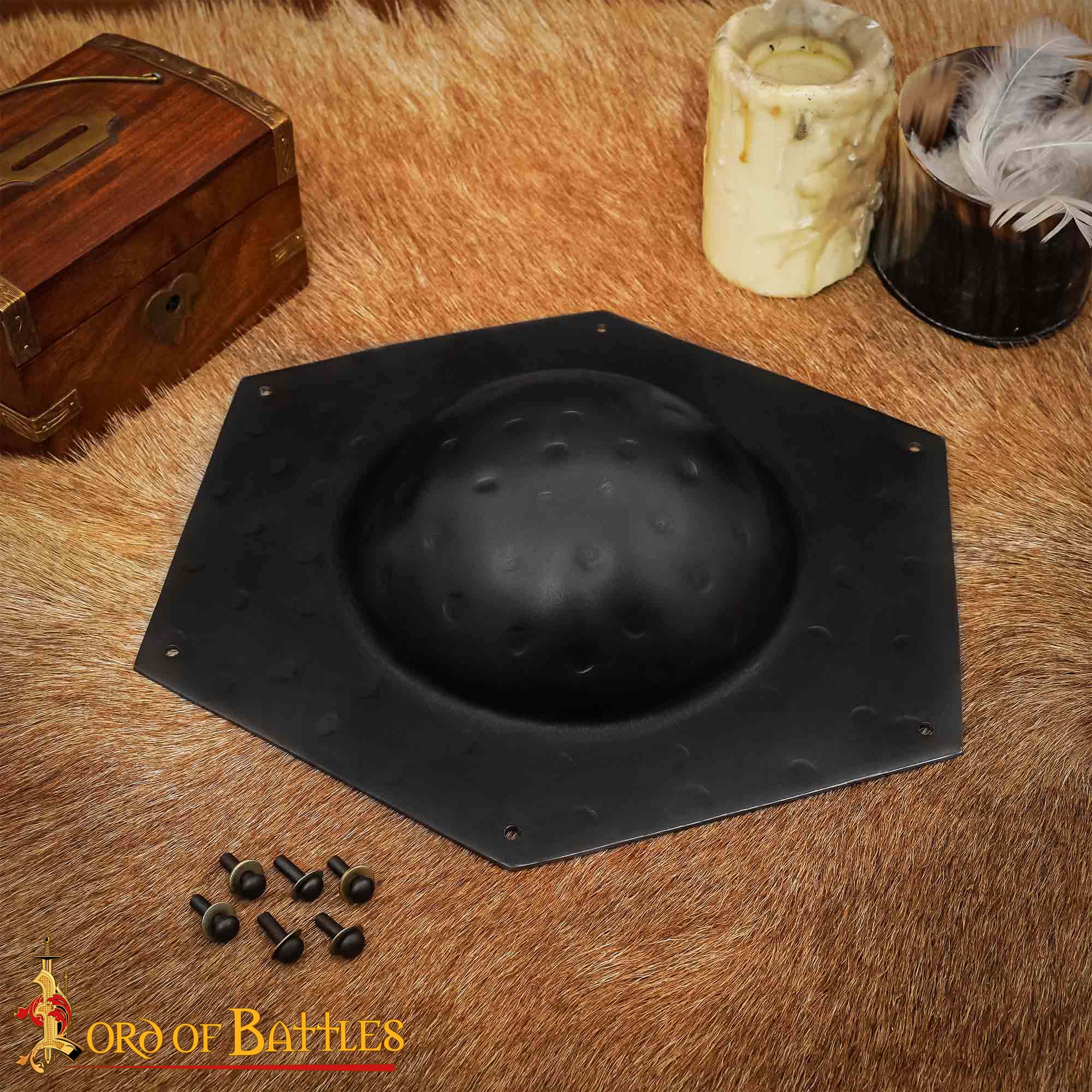 Roman Hexagonal Steel Shield Boss / Umbo 16 gauge Hand Forged, Natural Finish