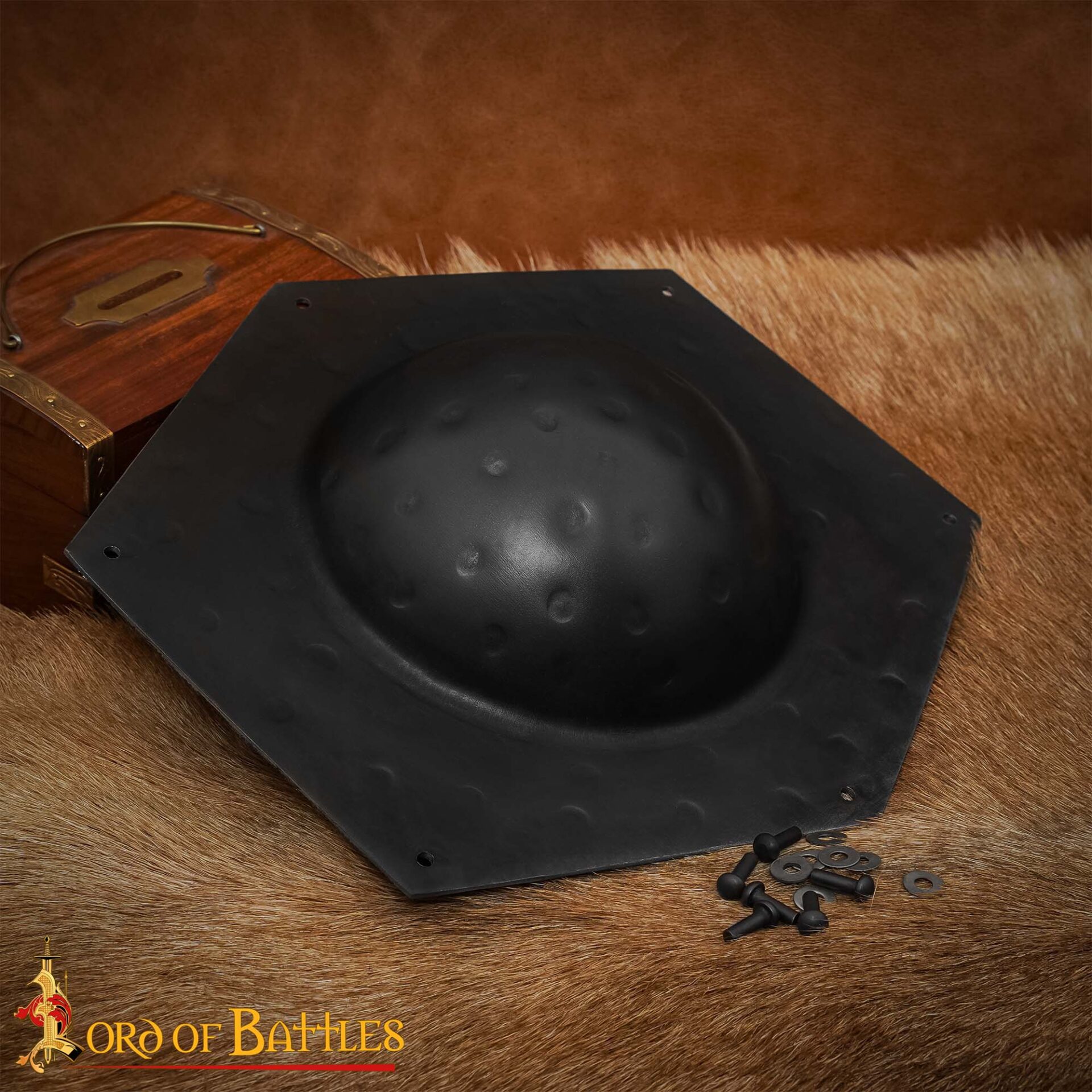 Roman Hexagonal Steel Shield Boss / Umbo 16 gauge Hand Forged, Natural Finish