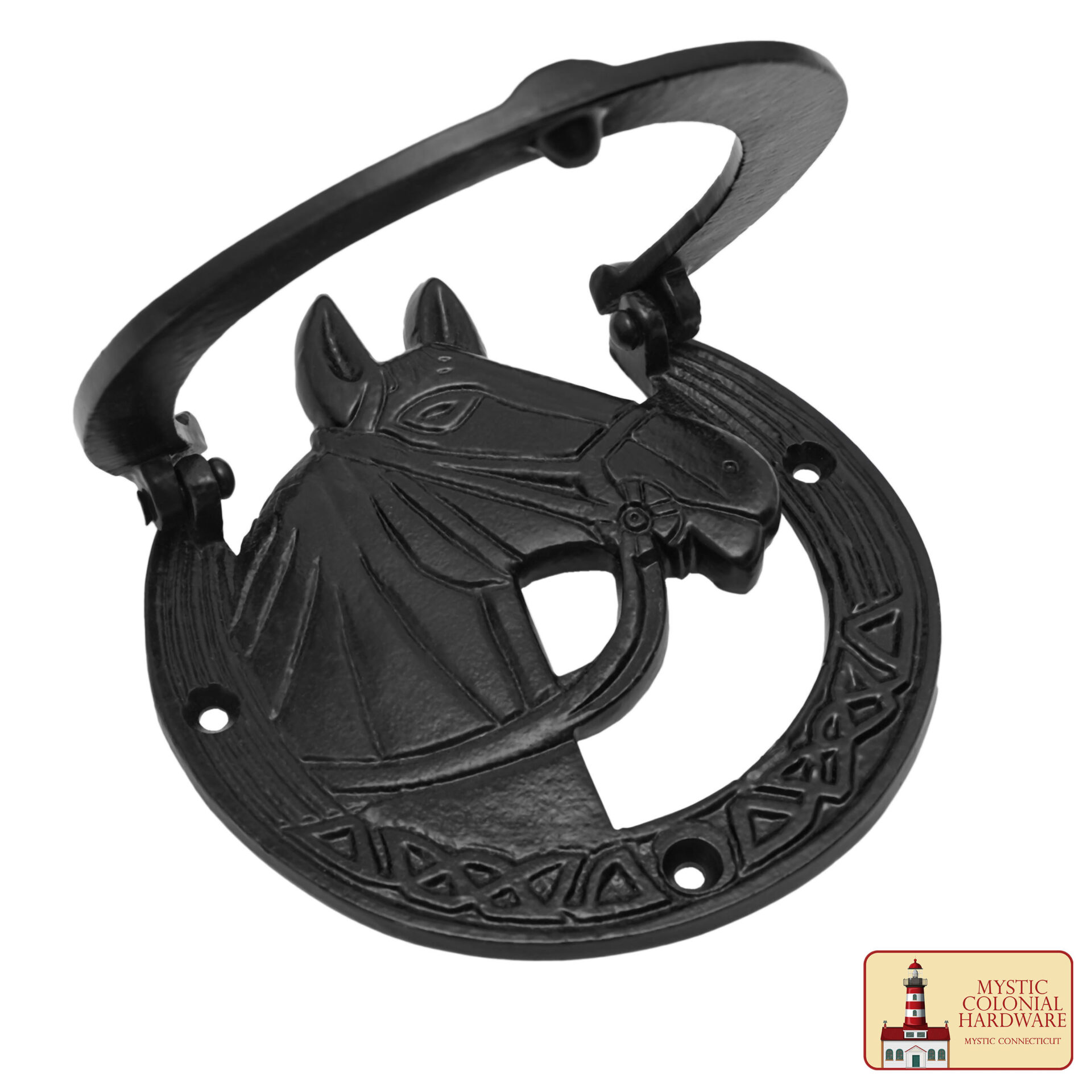 Victorian Era Cast Iron Door Knocker-500075 1 Forged Iron Antique Horse Hammer Door Knocker Finish Oil Blackened